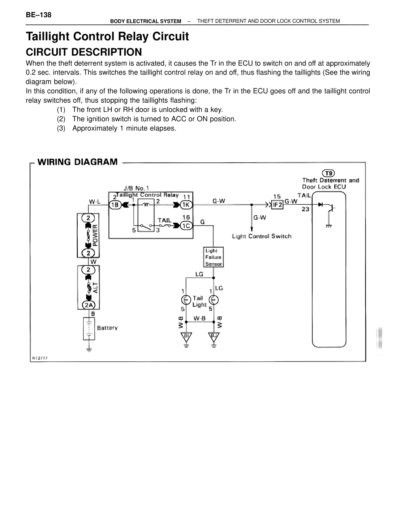 Taillight Control Relay Circuit — MK4 Supra Body Electrical Systems, page 138