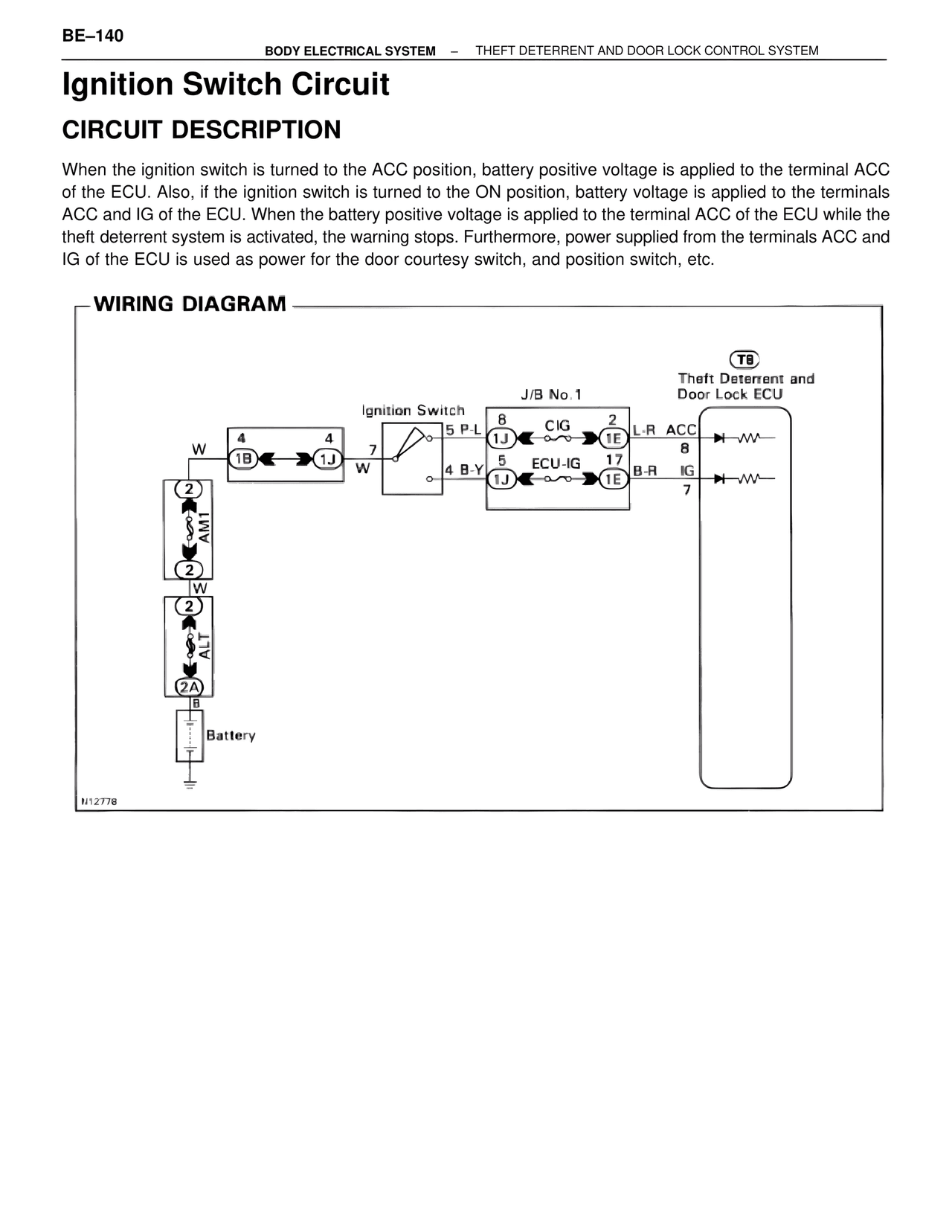 Ignition Switch Circuit — MK4 Supra Body Electrical Systems, page 140