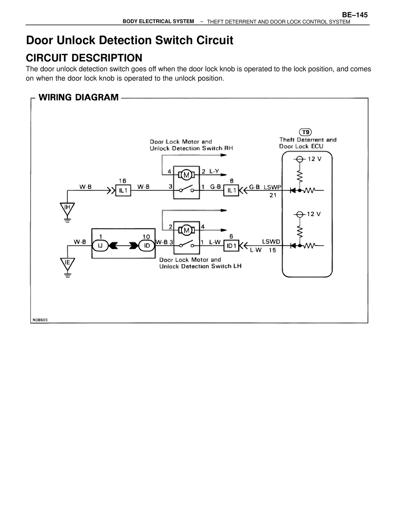 Door Unlock Detection Switch Circuit — MK4 Supra Body Electrical Systems, page 145
