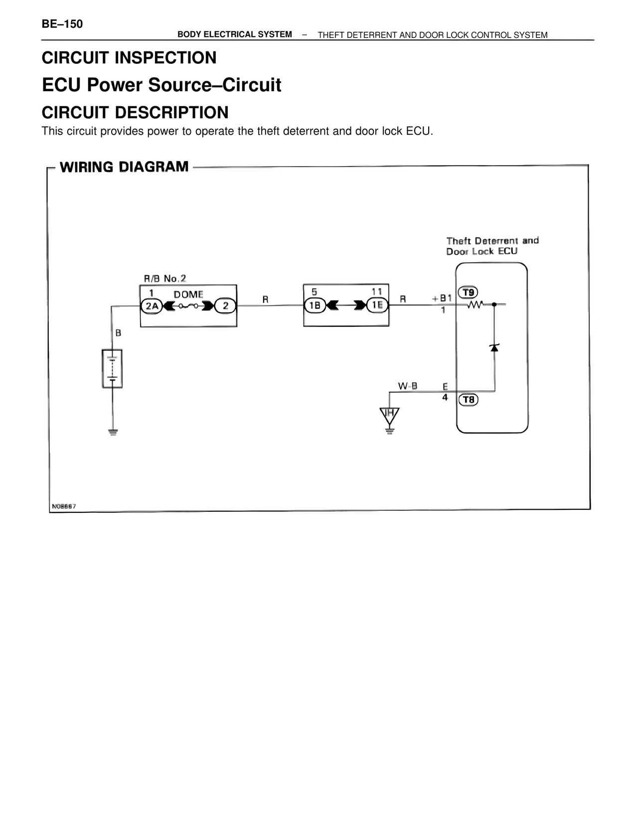 Circuit Inspection ECU Power Source–Circuit — MK4 Supra Body Electrical Systems, page 150