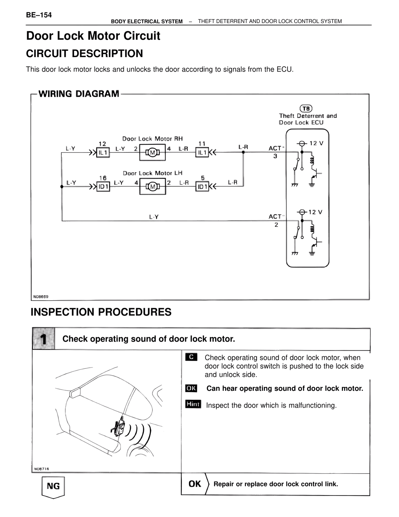 Door Lock Motor Circuit — MK4 Supra Body Electrical Systems, page 154