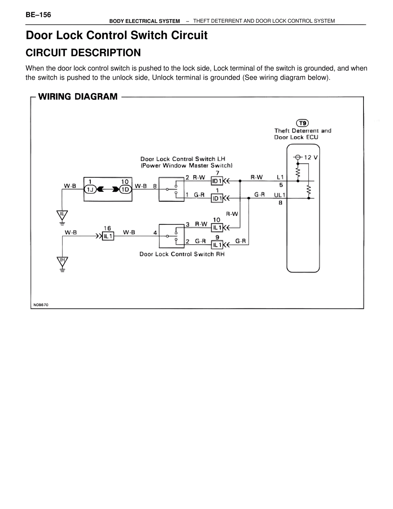 Door Lock Control Switch Circuit — MK4 Supra Body Electrical Systems, page 156