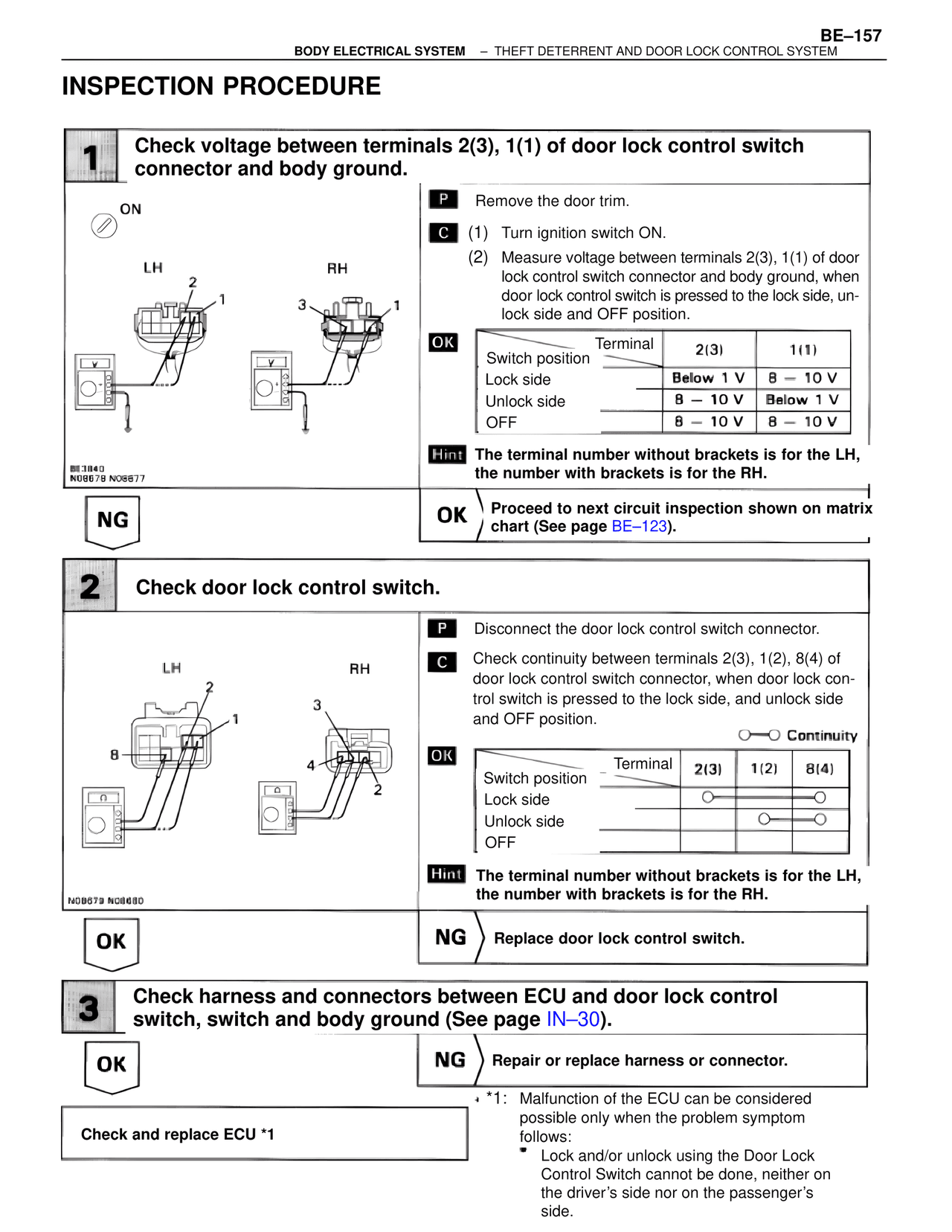 Inspection Procedure — MK4 Supra Body Electrical Systems, page 157