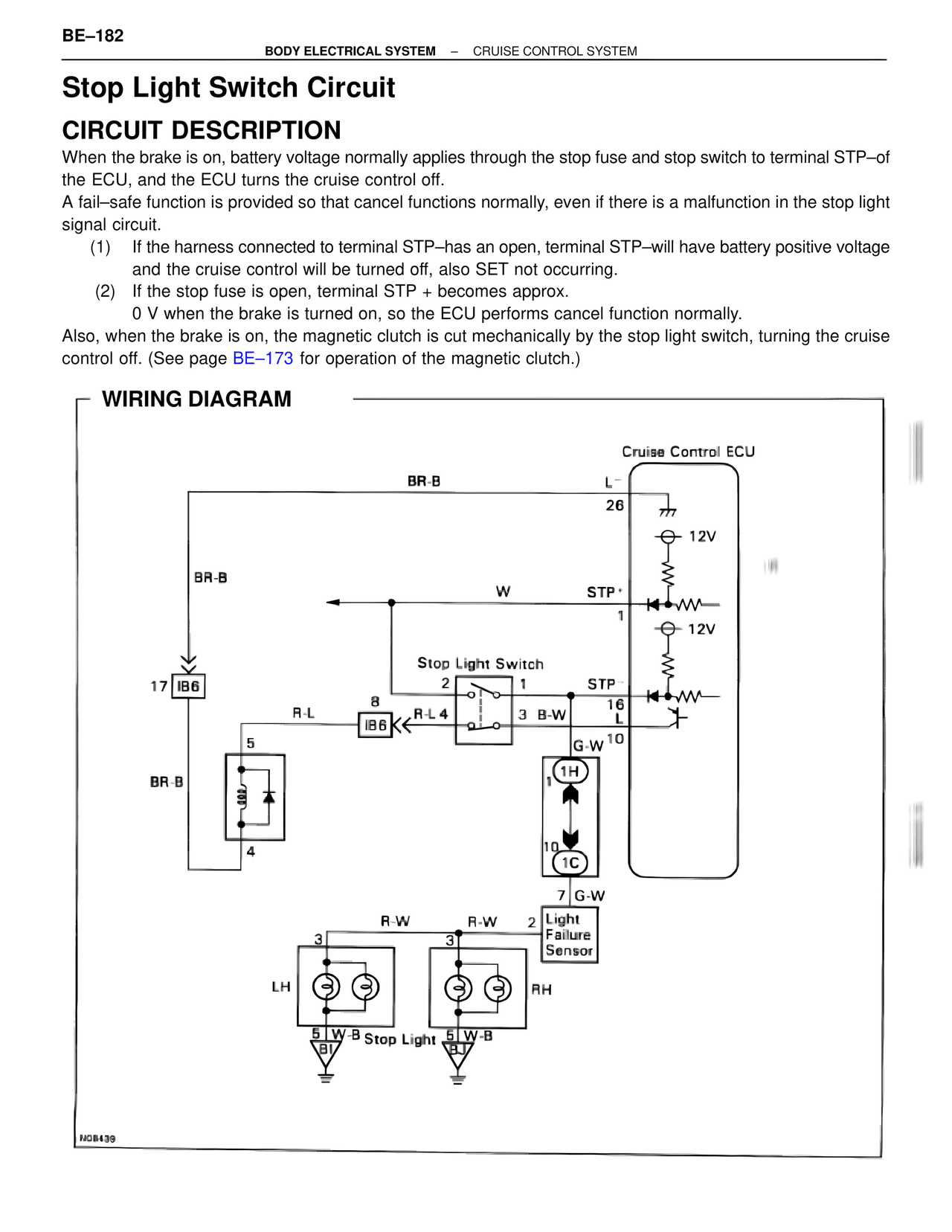 Stop Light Switch Circuit — MK4 Supra Body Electrical Systems, page 182