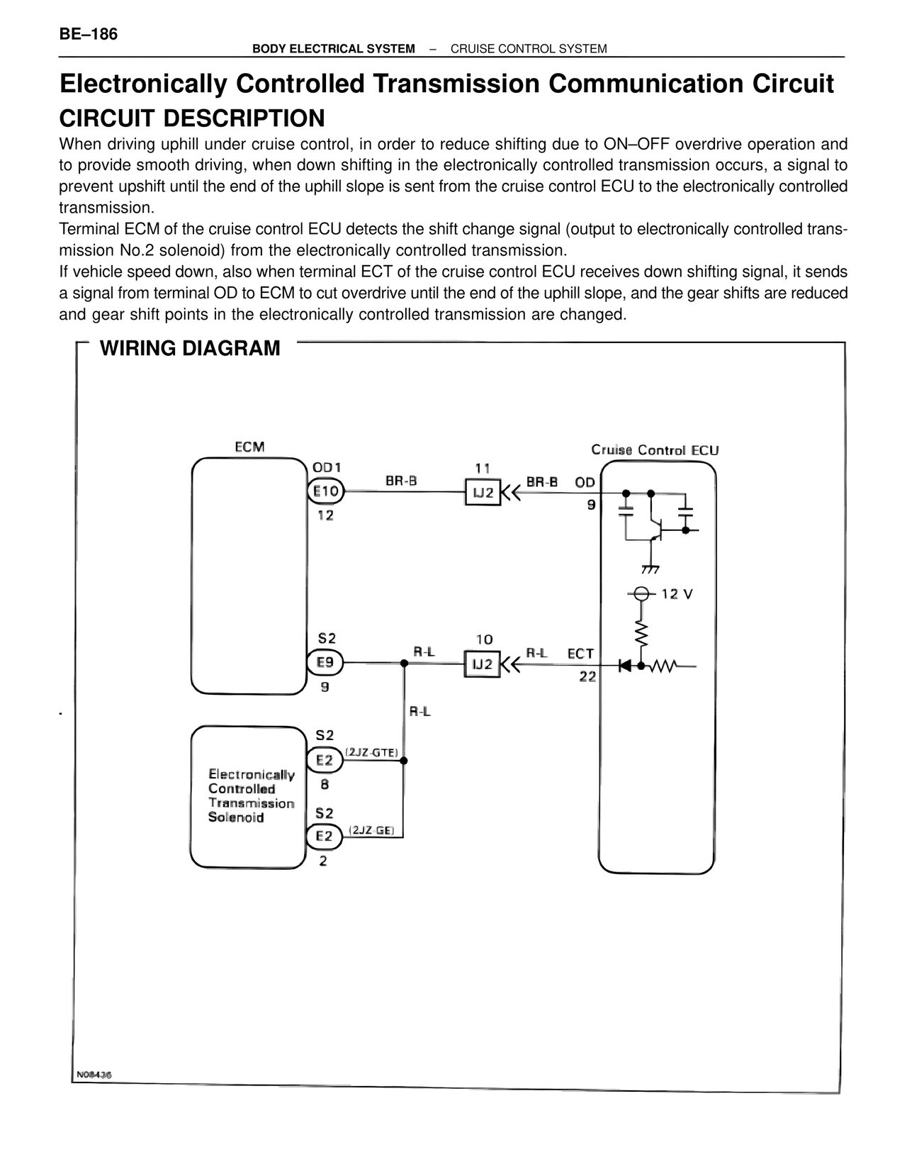 Electronically Controlled Transmission Communication Circuit — MK4 Supra Body Electrical Systems, page 186