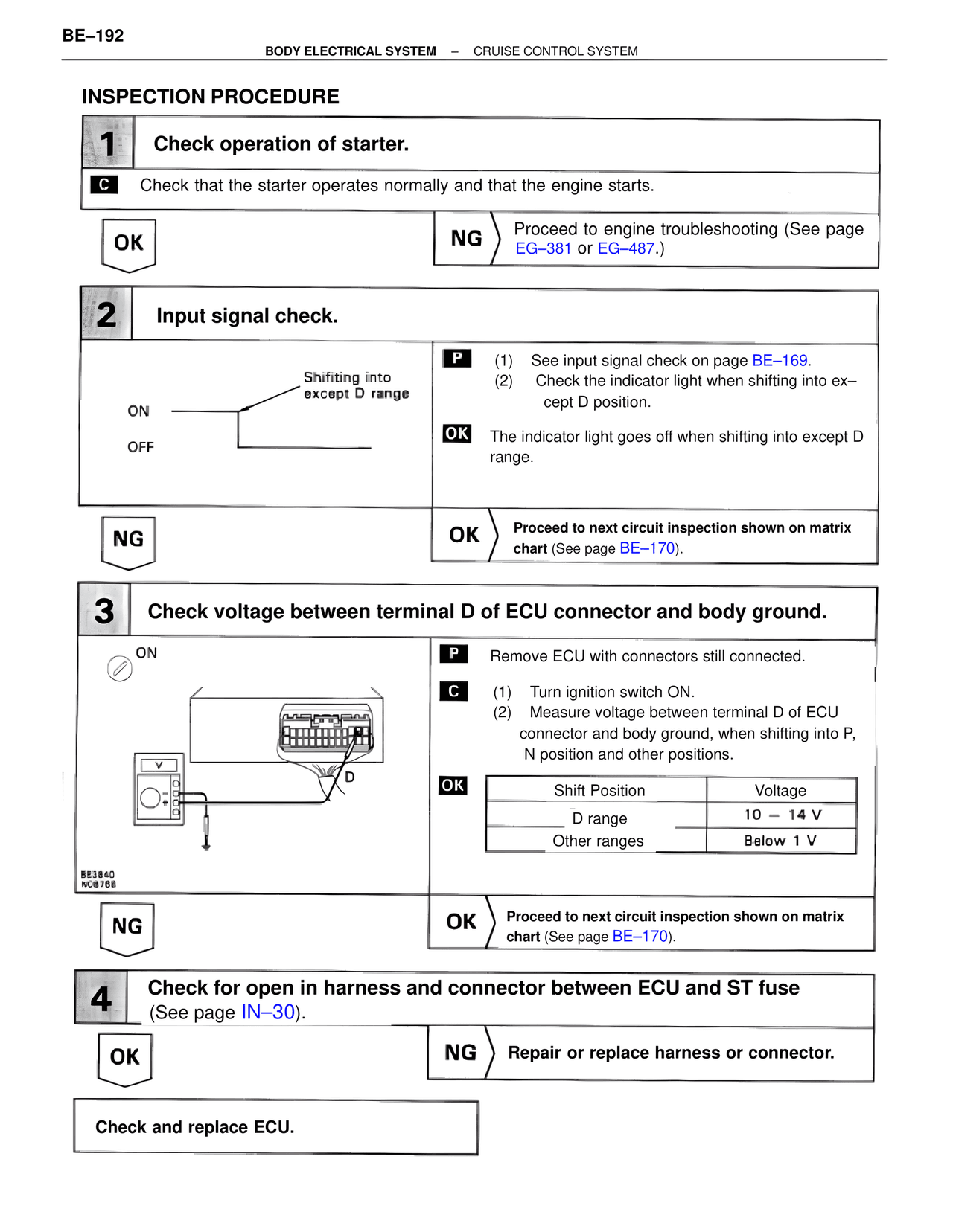 Inspection Procedure — MK4 Supra Body Electrical Systems, page 192