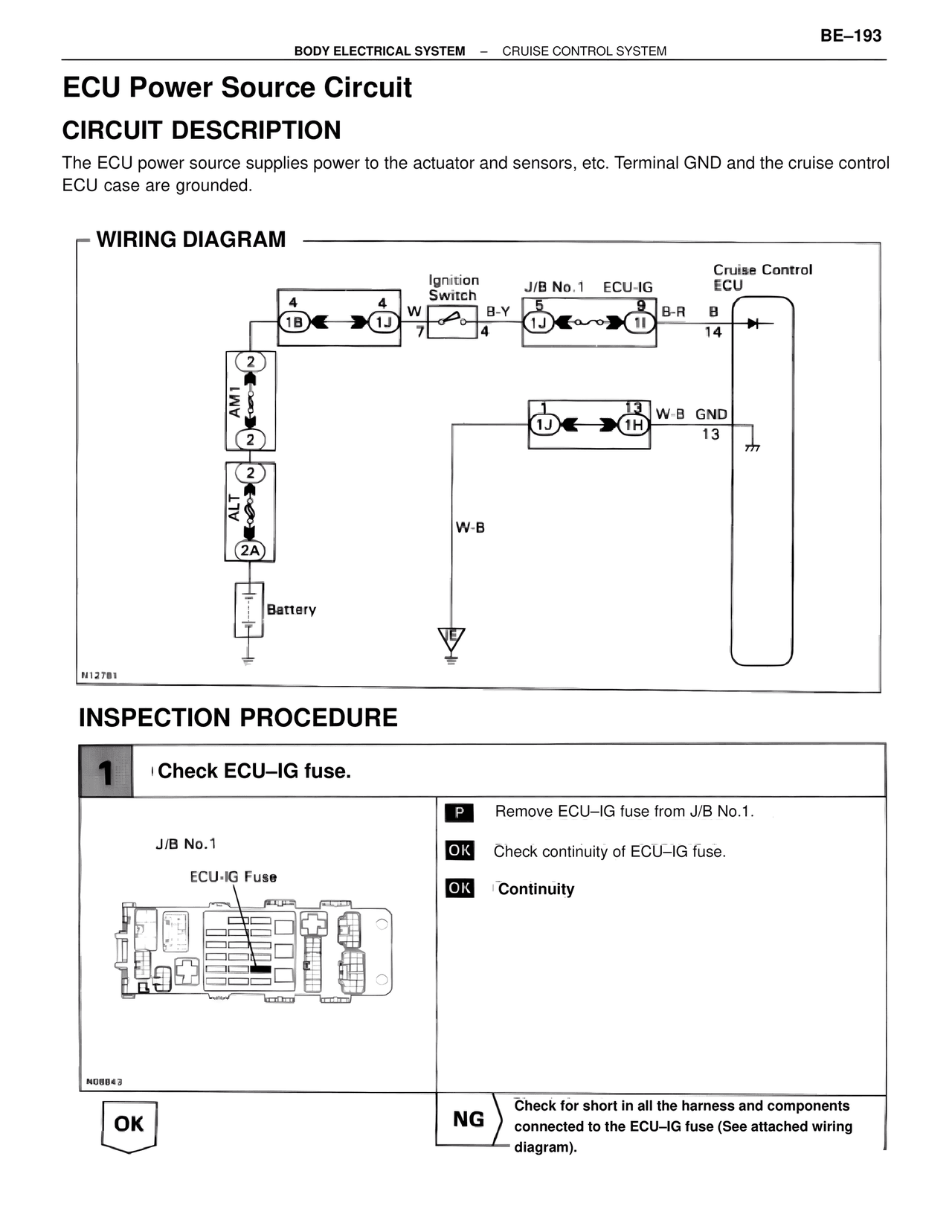 ECU Power Source Circuit — MK4 Supra Body Electrical Systems, page 193