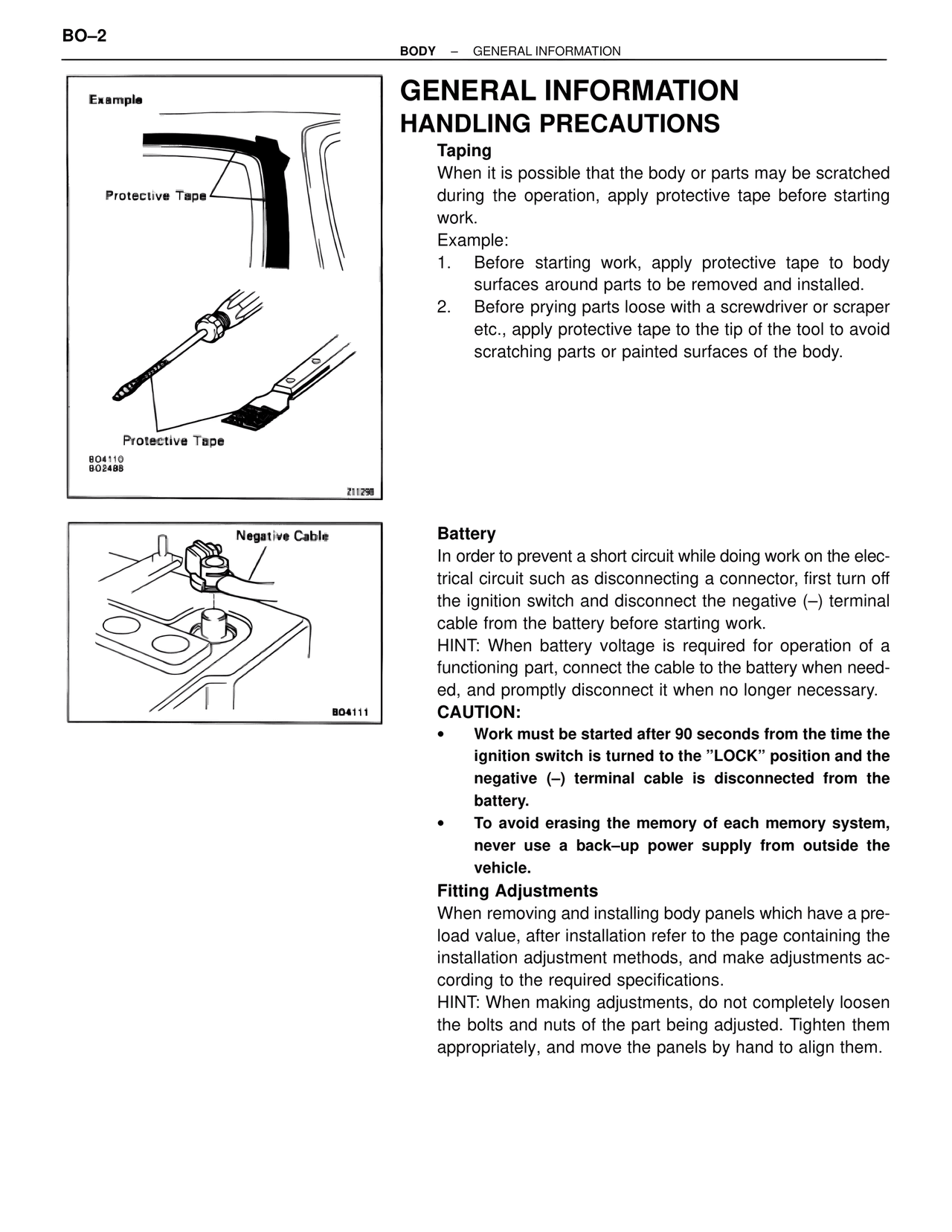 General Information Handling Precautions — MK4 Supra Body Mechanical, page 2