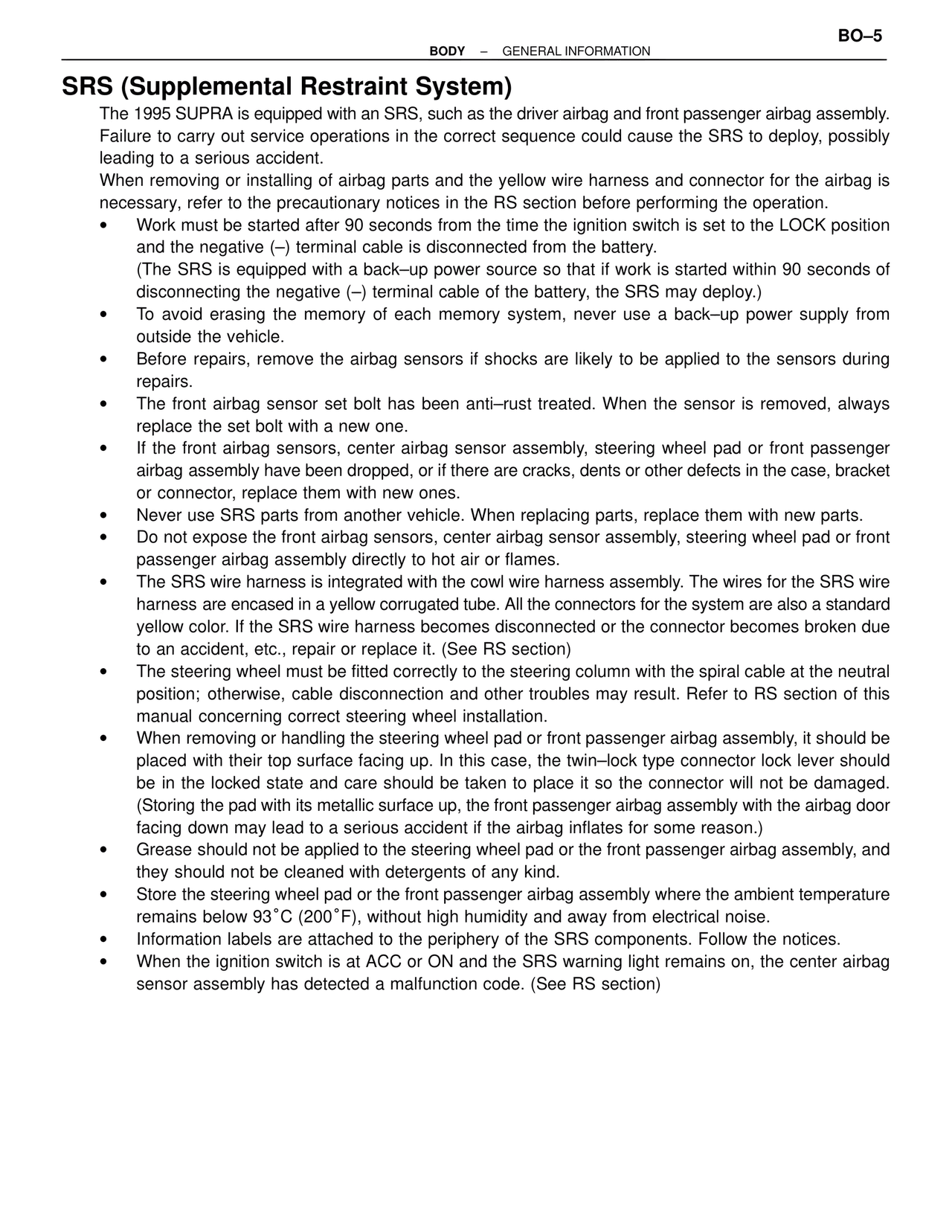 SRS (Supplemental Restraint System) — MK4 Supra Body Mechanical, page 5