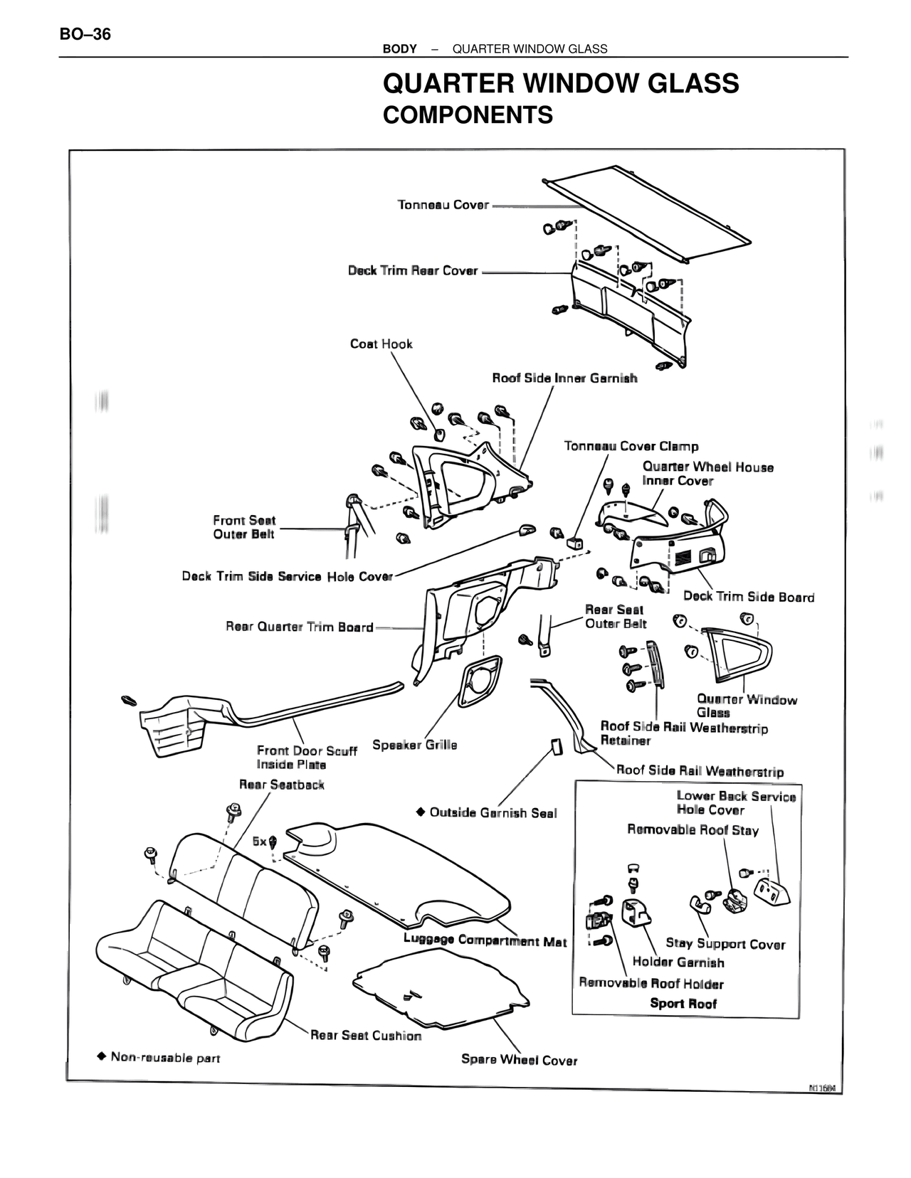 Quarter Window Glass Components — MK4 Supra Body Mechanical, page 36