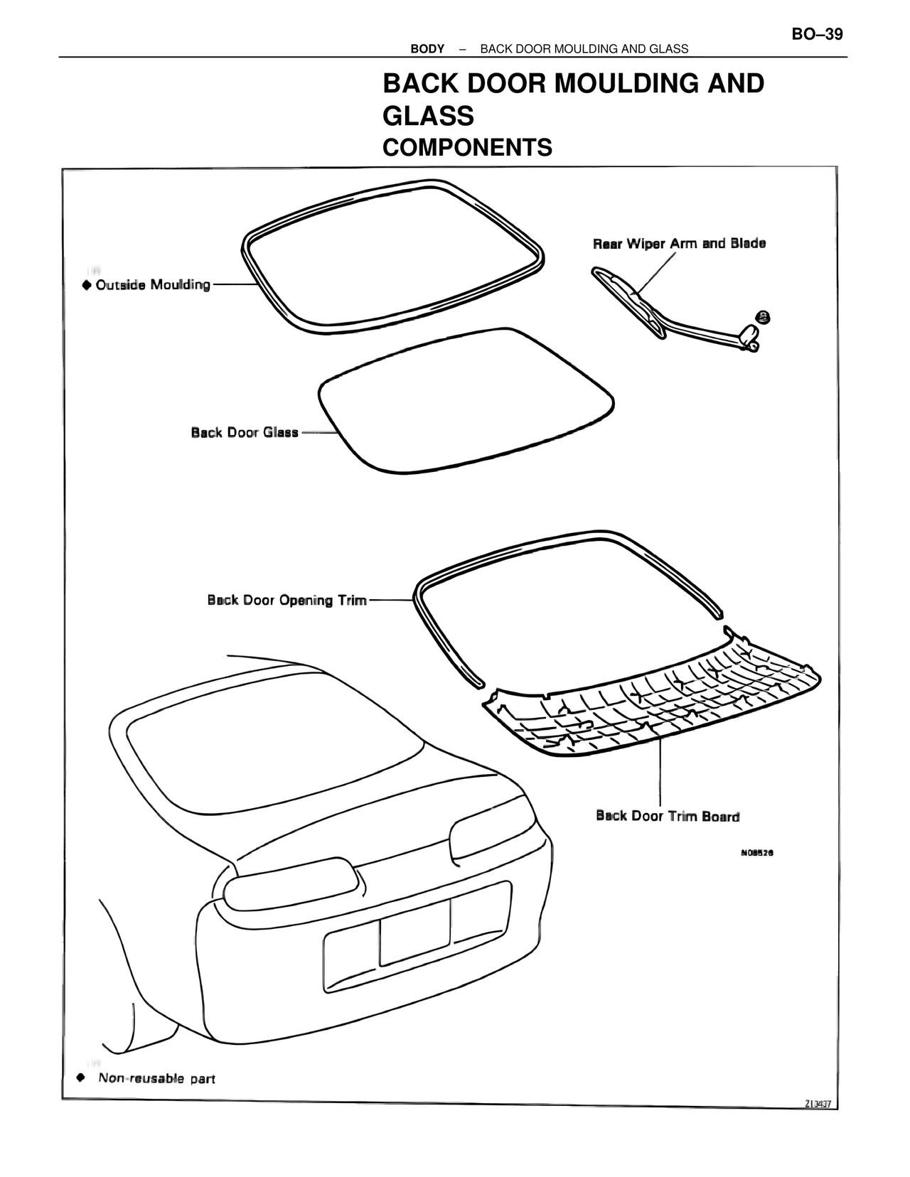 Back Door Moulding and Glass Components — MK4 Supra Body Mechanical, page 39