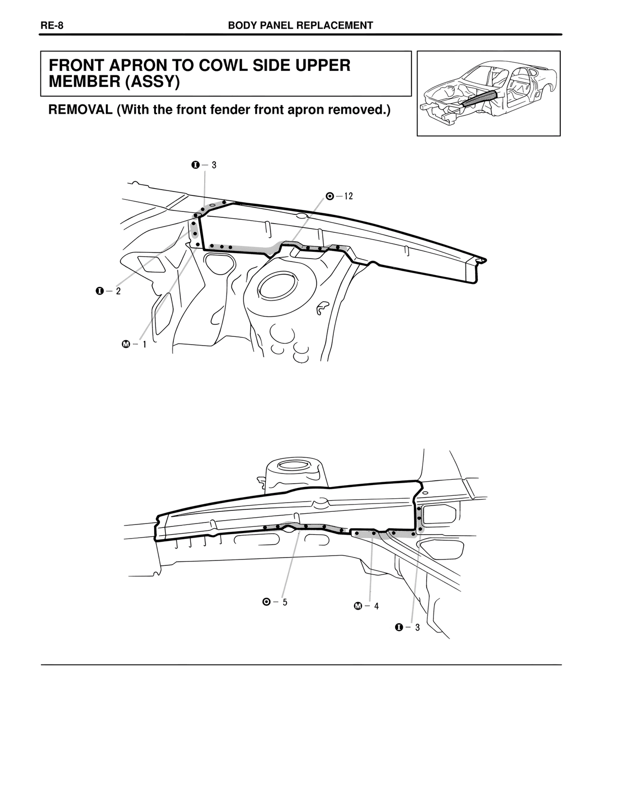 Front Apron to Cowl Side Upper Member (Assy) — MK4 Supra Collision Repair, page 29