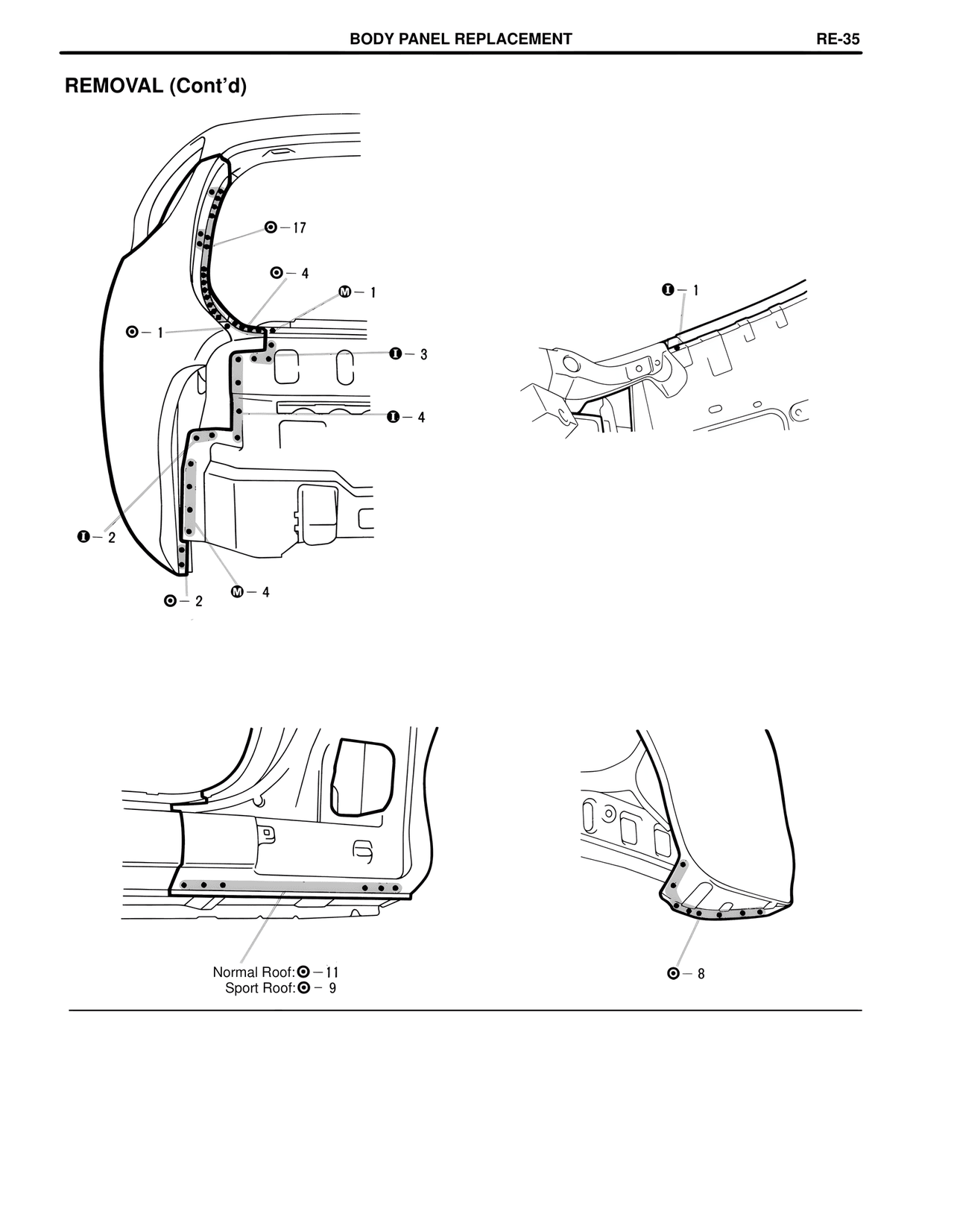 Removal (Cont'd) — MK4 Supra Collision Repair, page 58