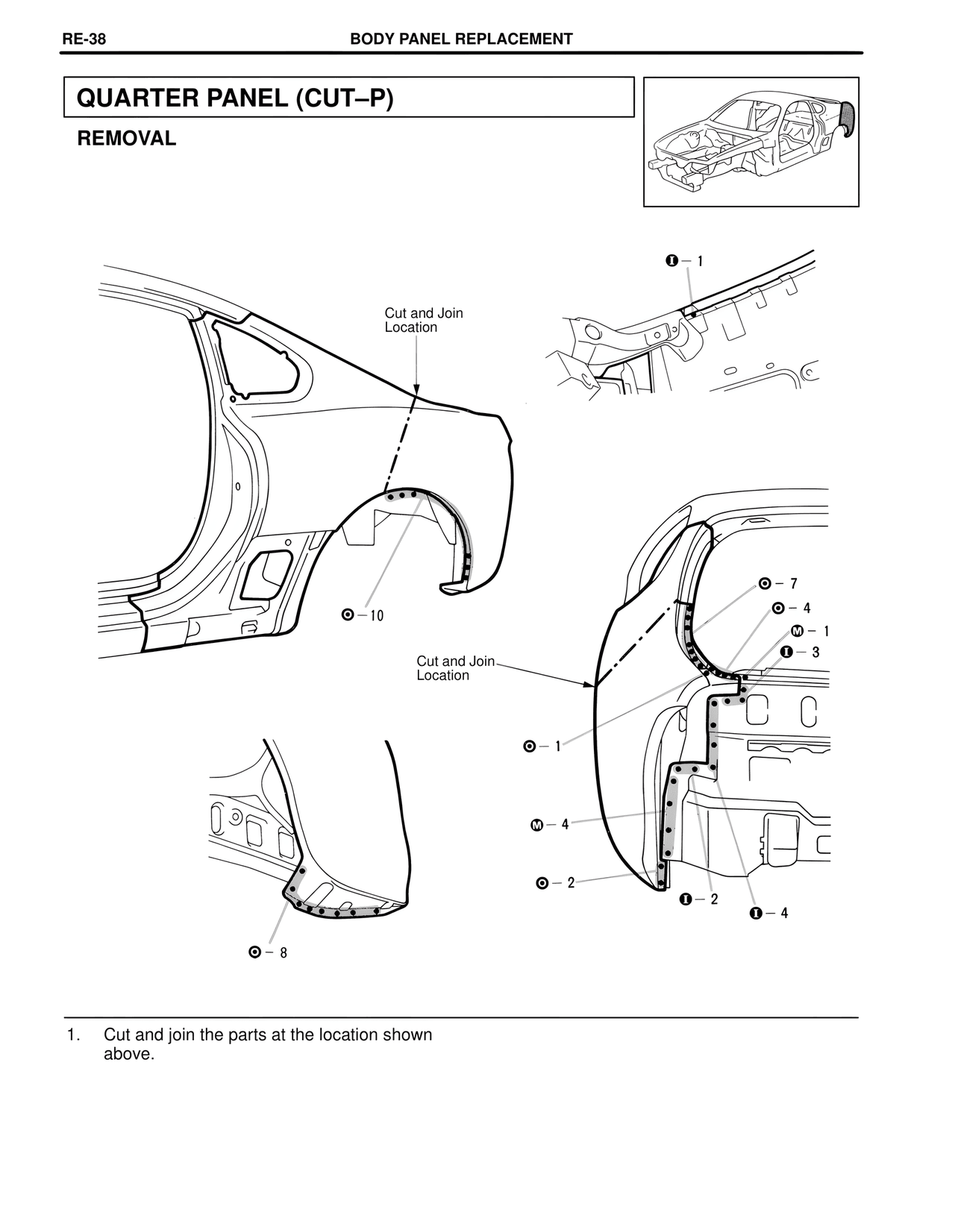Quarter Panel (Cut–p) — MK4 Supra Collision Repair, page 61