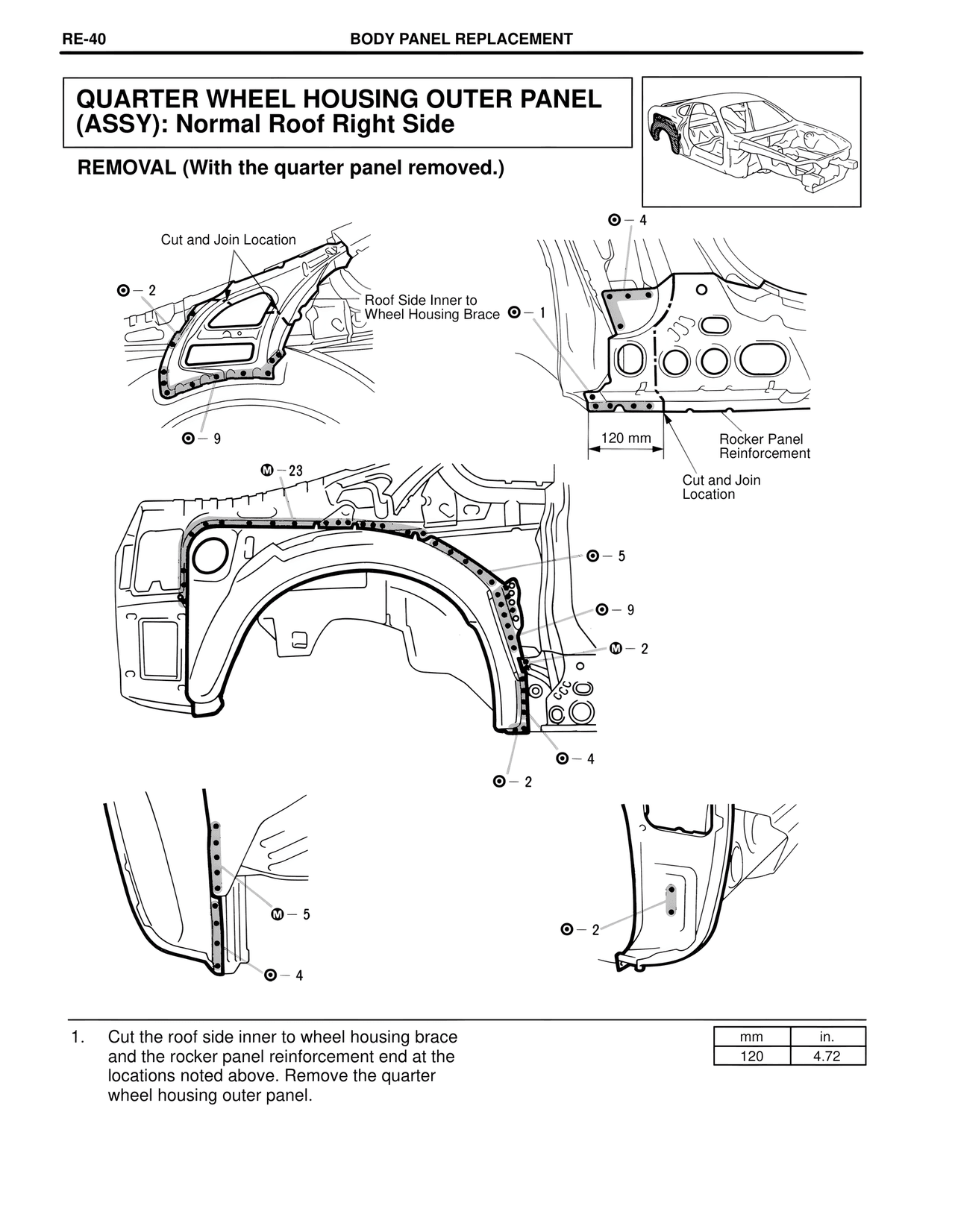 Quarter Wheel Housing Outer Panel (Assy): Normal Roof Right Side — MK4 Supra Collision Repair, page 63