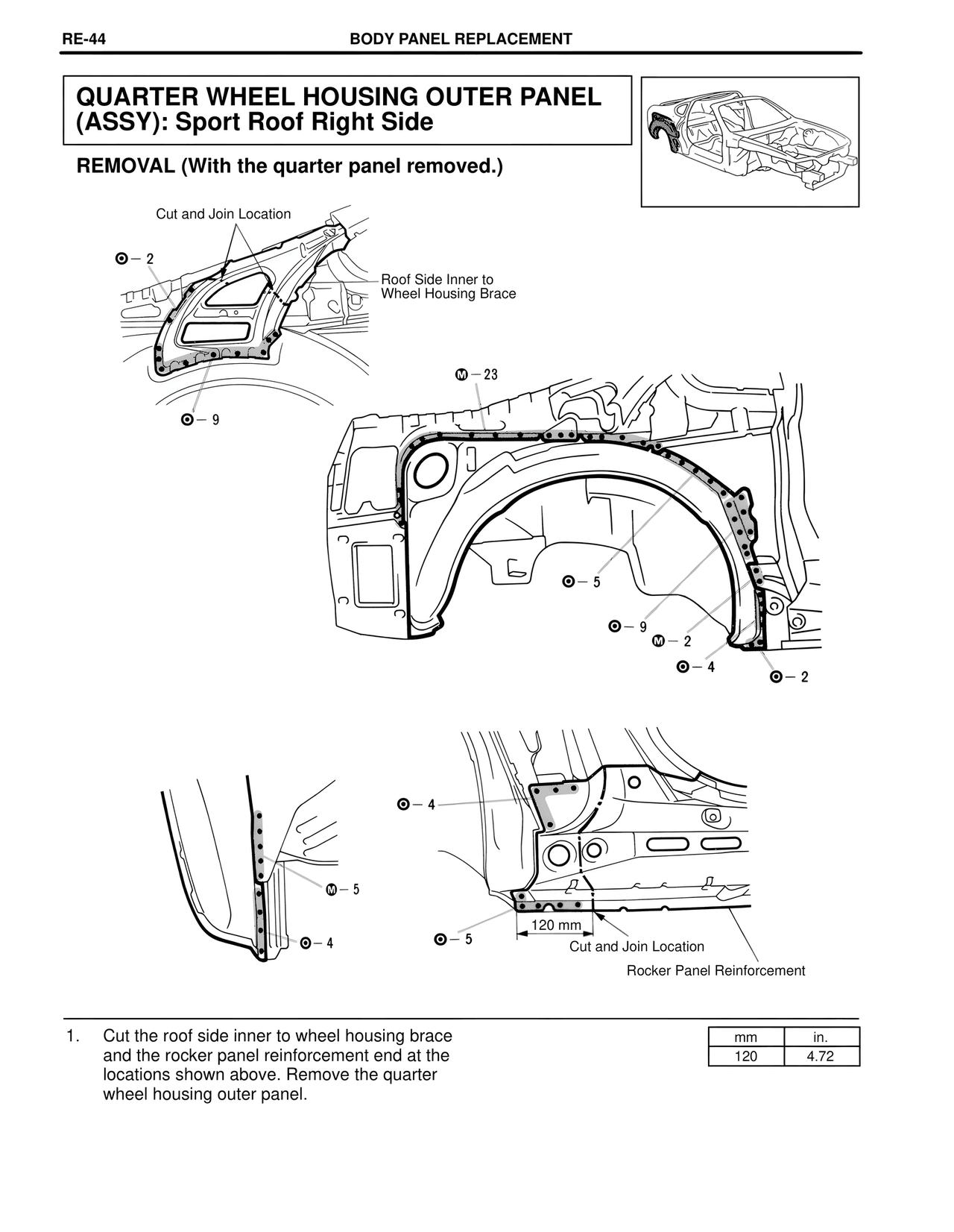Quarter Wheel Housing Outer Panel (Assy): Sport Roof Right Side — MK4 Supra Collision Repair, page 67