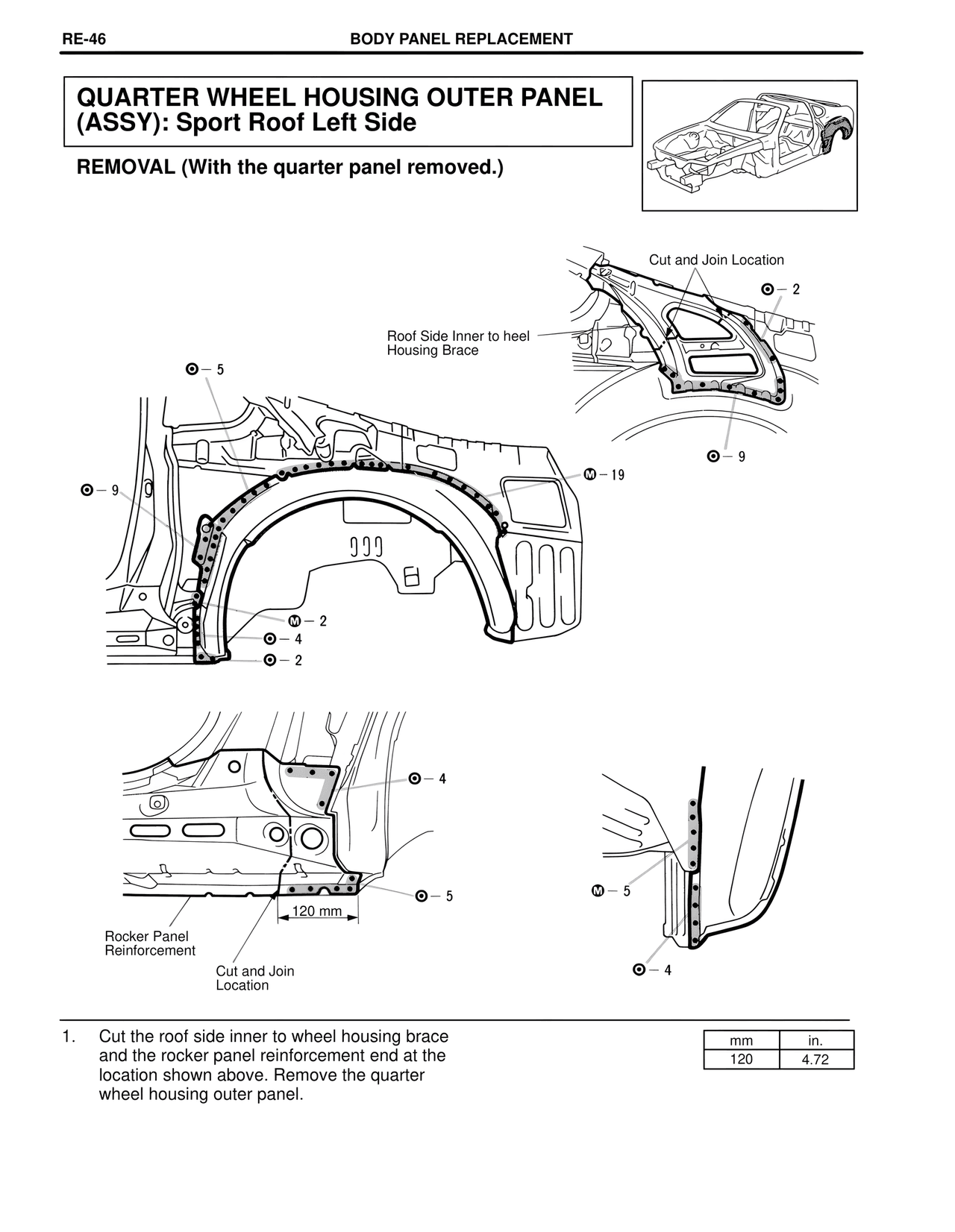 Quarter Wheel Housing Outer Panel (Assy): Sport Roof Left Side — MK4 Supra Collision Repair, page 69