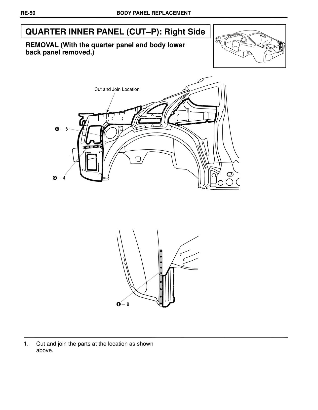 Quarter Inner Panel (Cut–p): Right Side — MK4 Supra Collision Repair, page 73