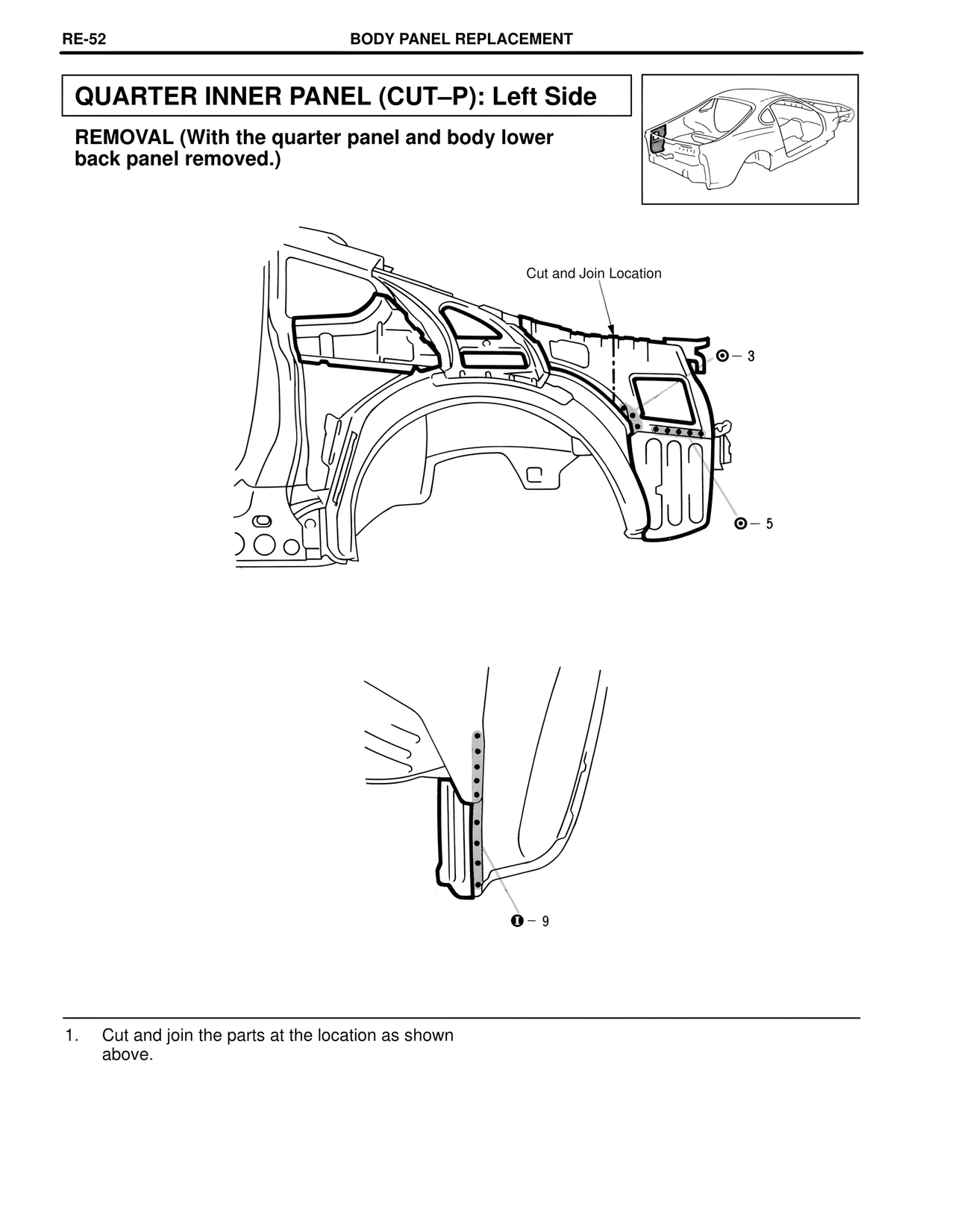 Quarter Inner Panel (Cut–p): Left Side — MK4 Supra Collision Repair, page 75