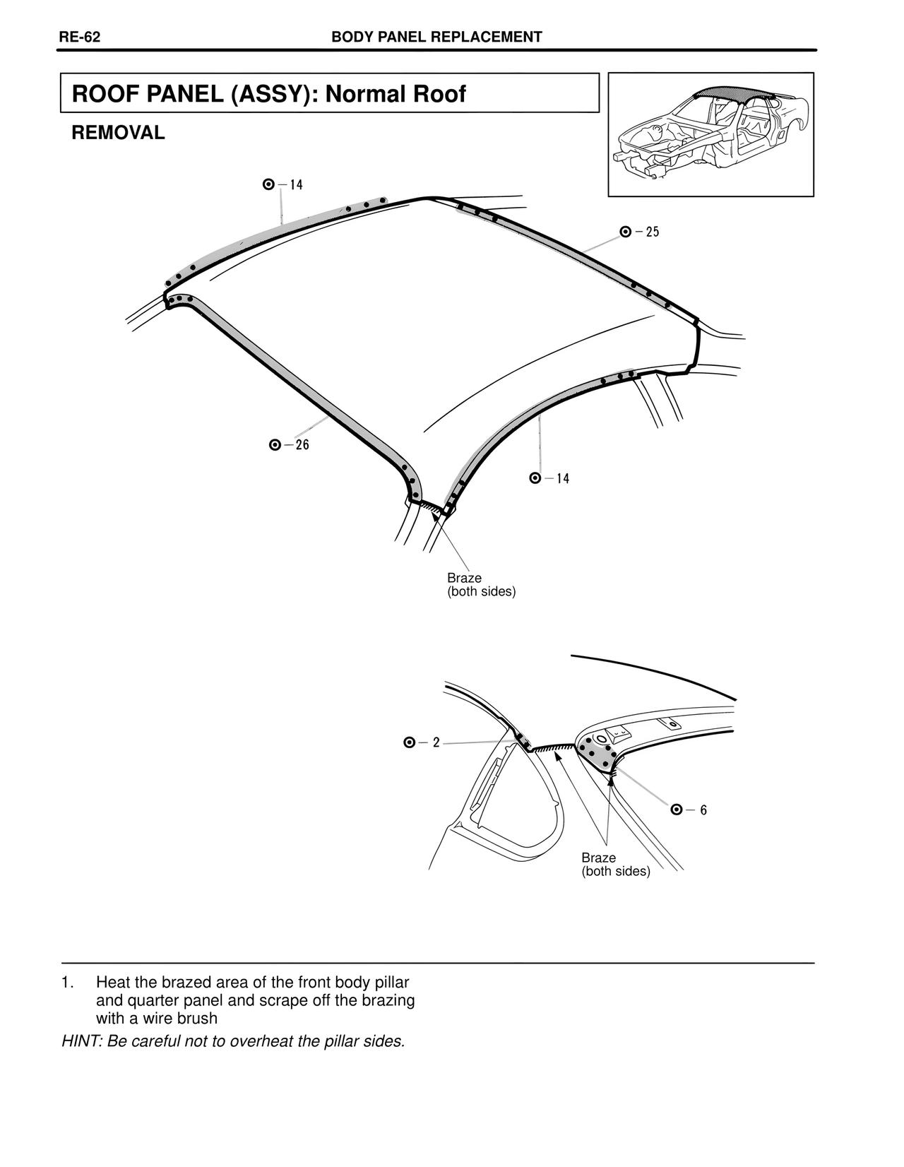 Roof Panel (Assy): Normal Roof — MK4 Supra Collision Repair, page 85