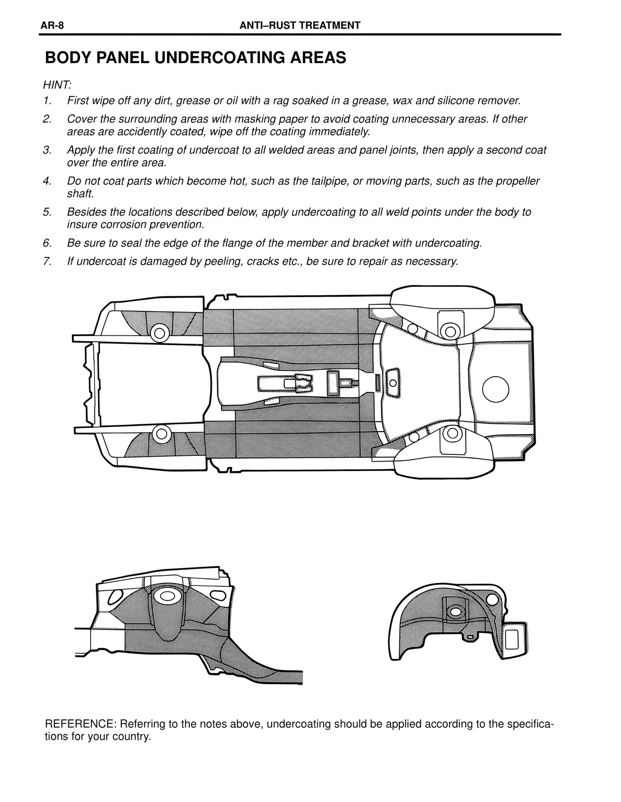 Body Panel Undercoating Areas — MK4 Supra Collision Repair, page 96