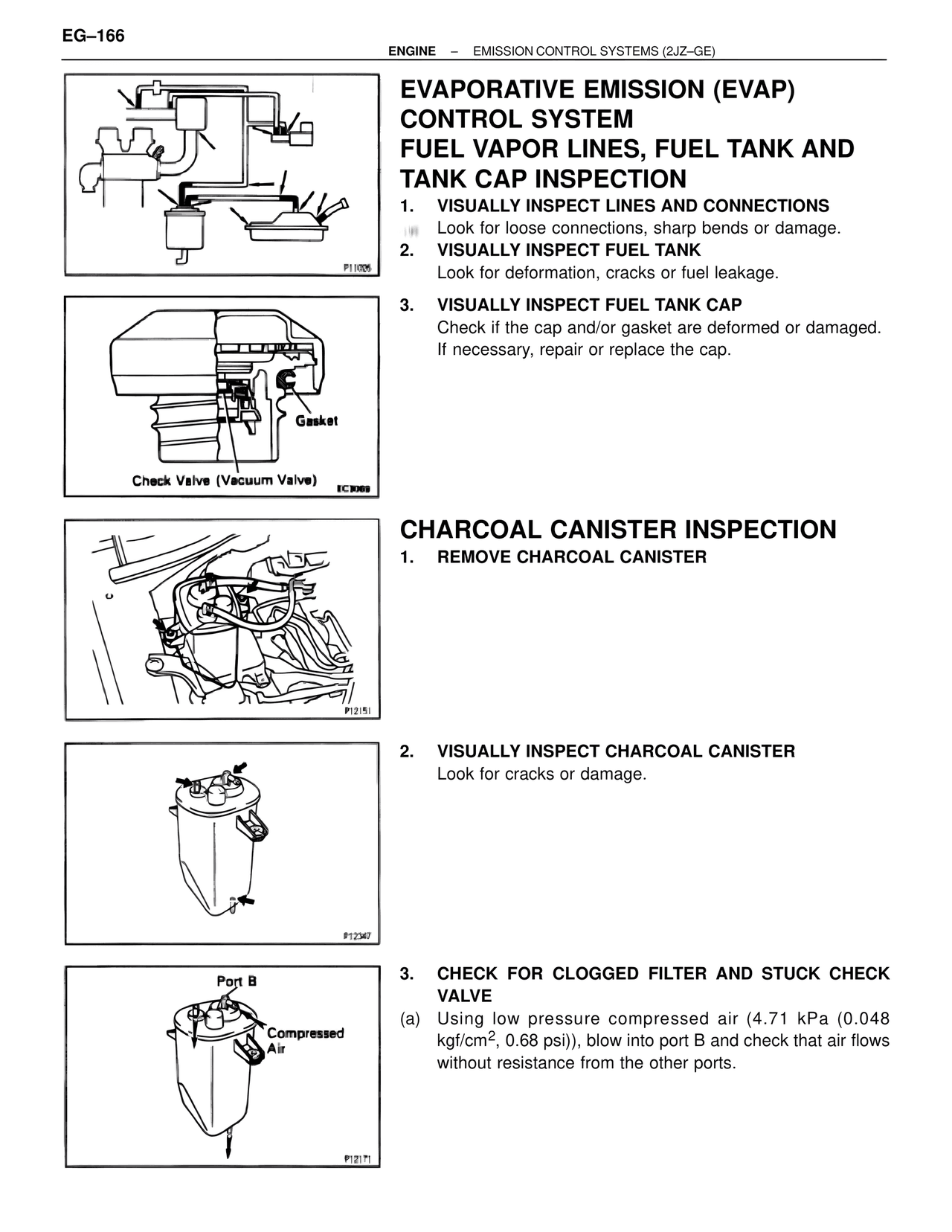 Evaporative Emission (EVAP) Control System Fuel Vapor Lines, Fuel Tank and Tank Cap Inspection — MK4 Supra Emission System 2JZ-GE, page 5