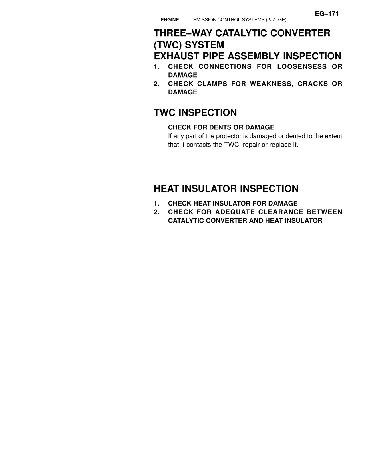 Three–way Catalytic Converter (TWC) System Exhaust Pipe Assembly Inspection — MK4 Supra Emission System 2JZ-GE, page 10