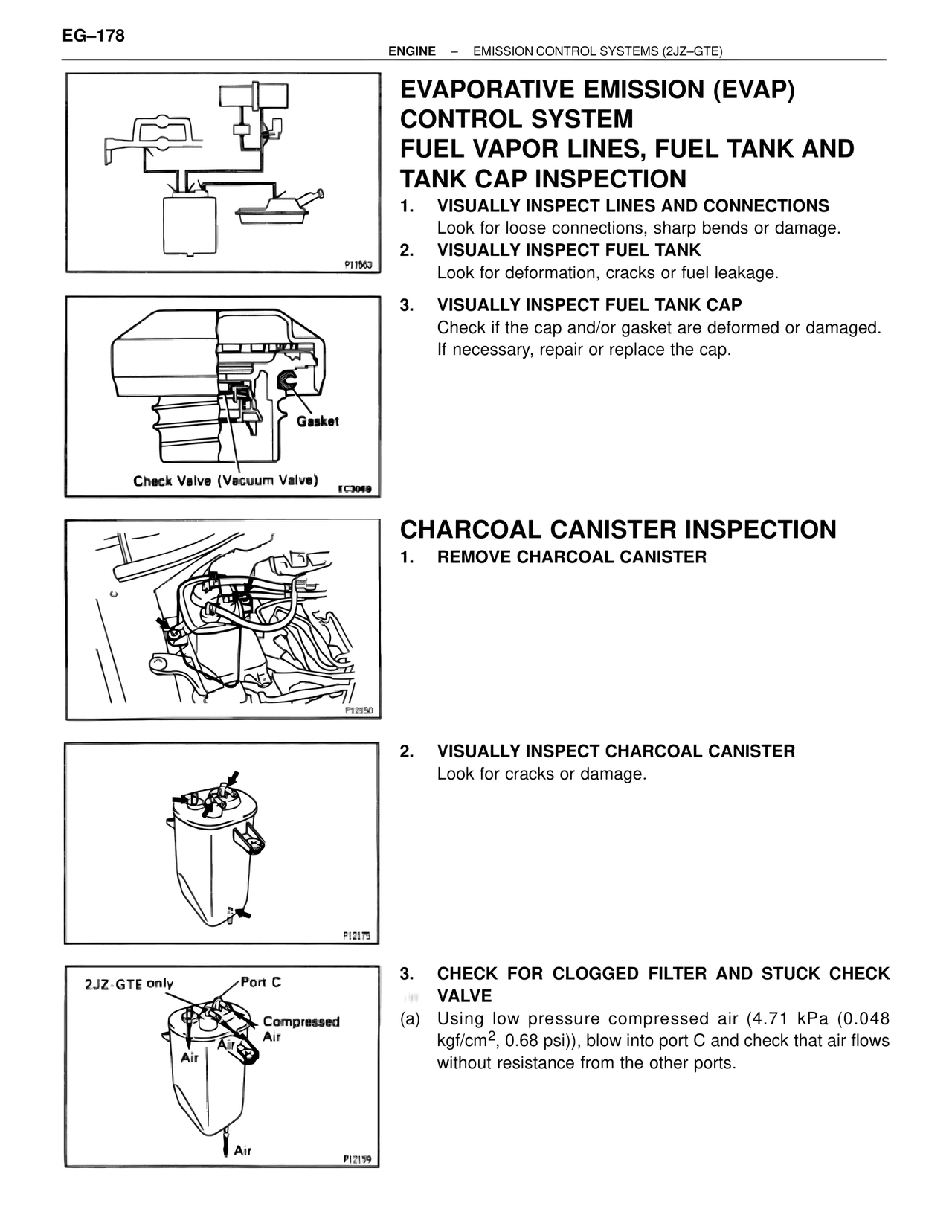 Evaporative Emission (EVAP) Control System Fuel Vapor Lines, Fuel Tank and Tank Cap Inspection — MK4 Supra Emission System 2JZ-GTE, page 5