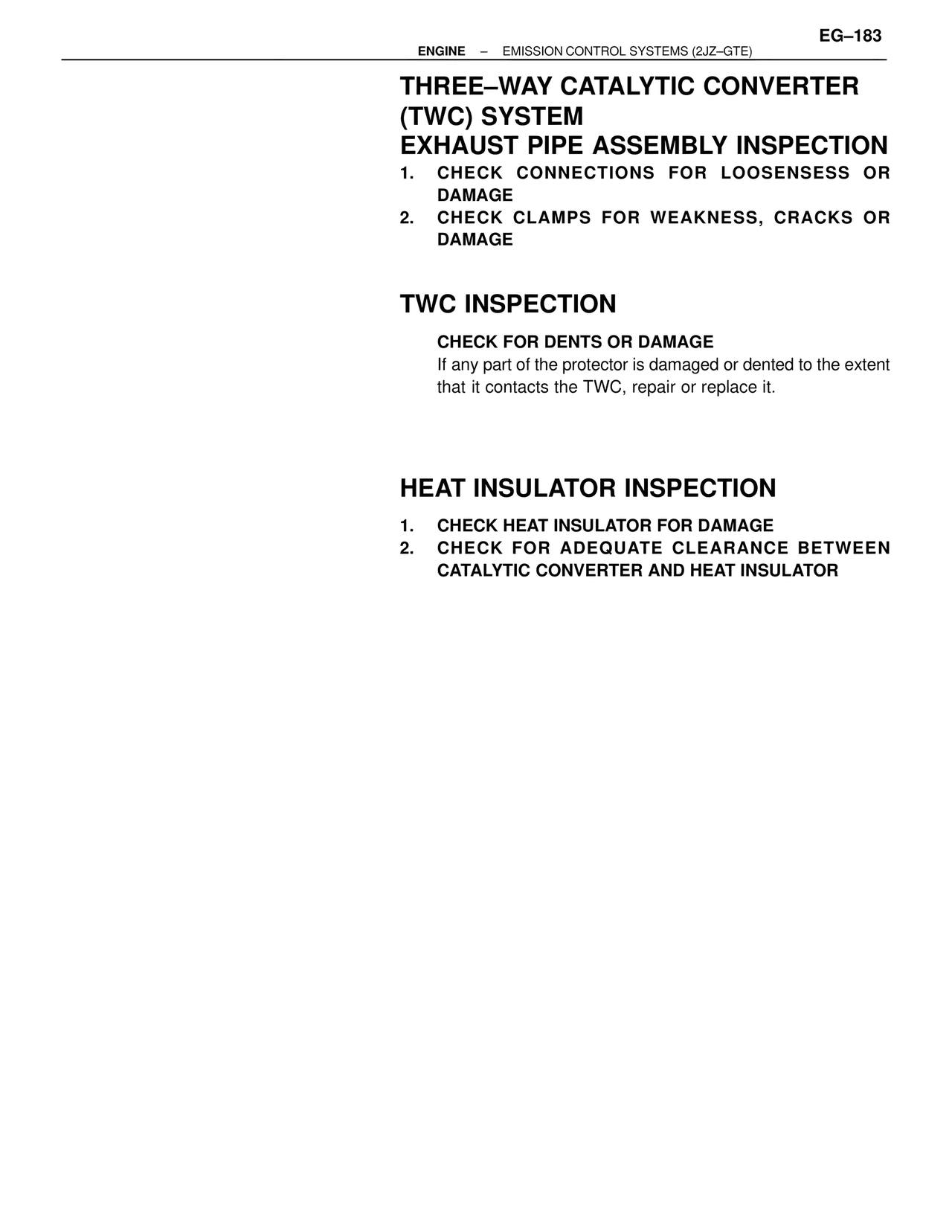 Three–way Catalytic Converter (TWC) System Exhaust Pipe Assembly Inspection — MK4 Supra Emission System 2JZ-GTE, page 10