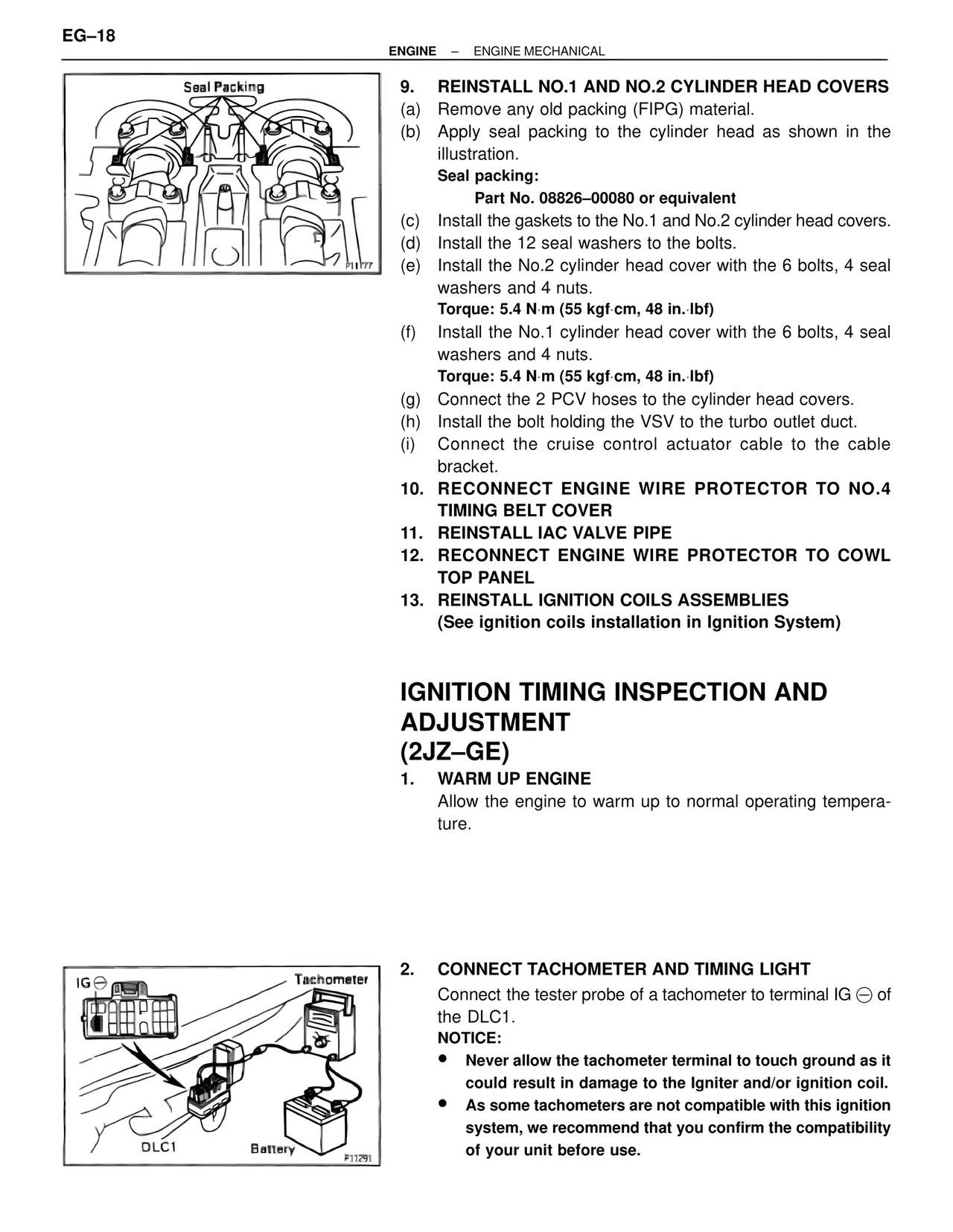 Ignition Timing Inspection and Adjustment (2JZ–GE) — MK4 Supra Engine Mechanical, page 18