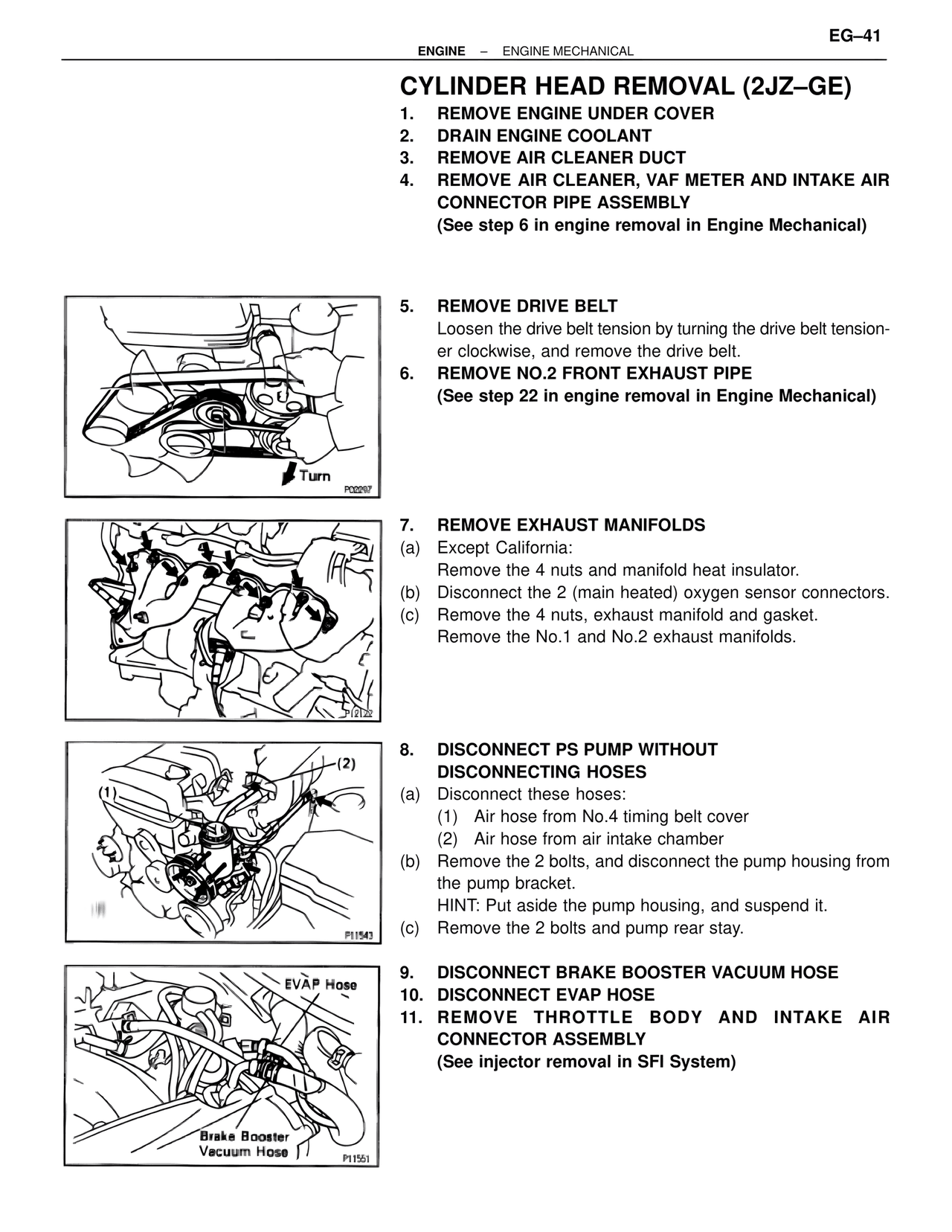 Cylinder Head Removal (2JZ–GE) — MK4 Supra Engine Mechanical, page 41