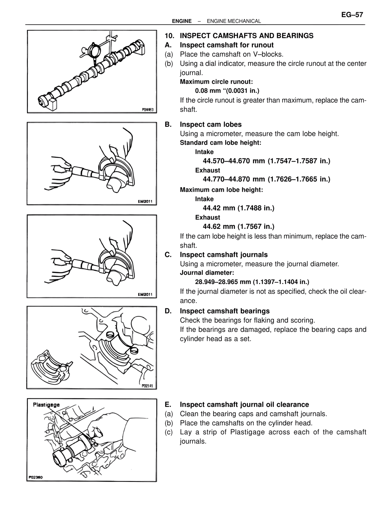 Inspect Camshafts and Bearings — MK4 Supra Engine Mechanical, page 57