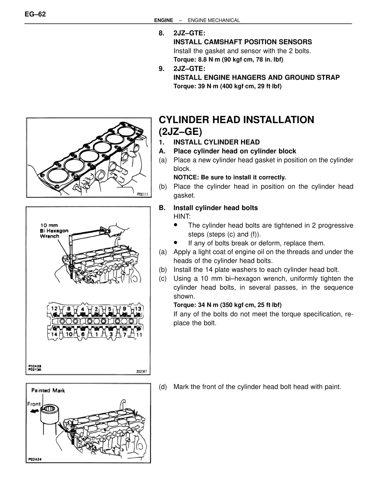 Cylinder Head Installation (2JZ–GE) — MK4 Supra Engine Mechanical, page 62
