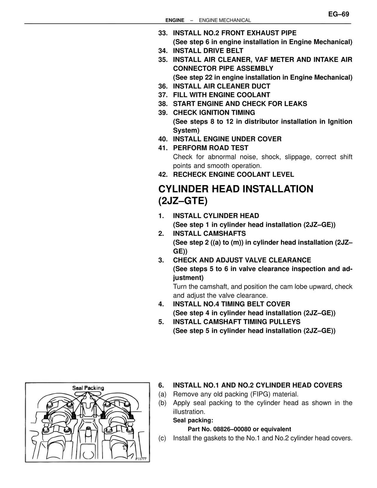 Cylinder Head Installation (2JZ–GTE) — MK4 Supra Engine Mechanical, page 69