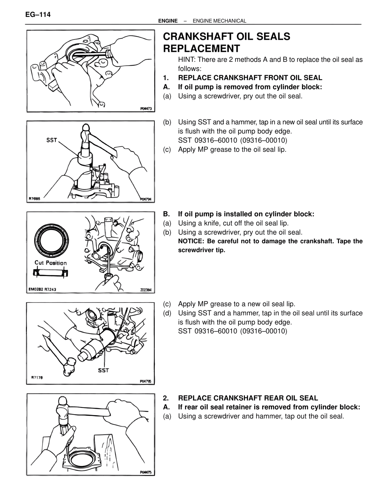 Crankshaft Oil Seals Replacement — MK4 Supra Engine Mechanical, page 114