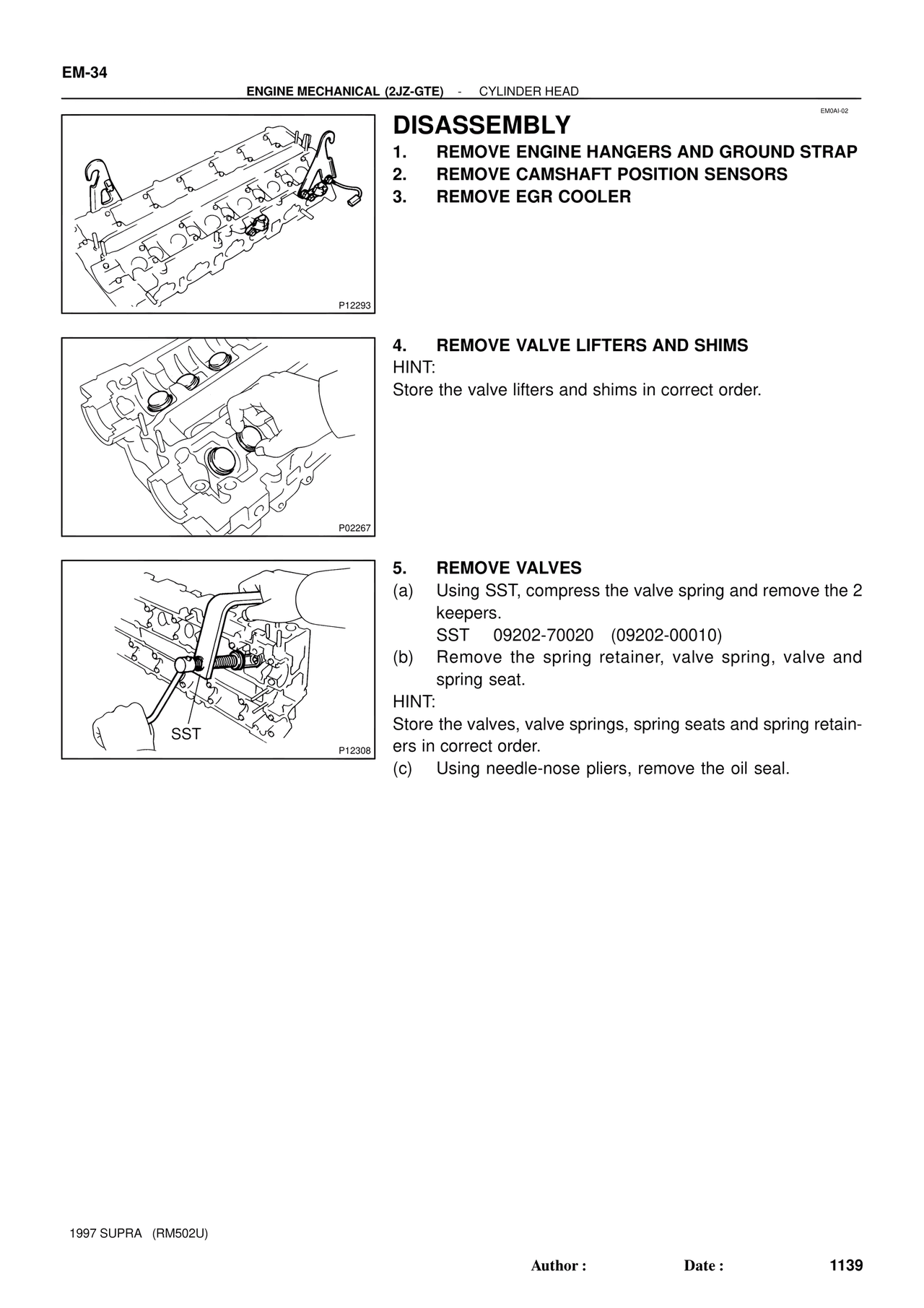 Disassembly — MK4 Supra Engine Mechanical 1997 Supplement, page 6