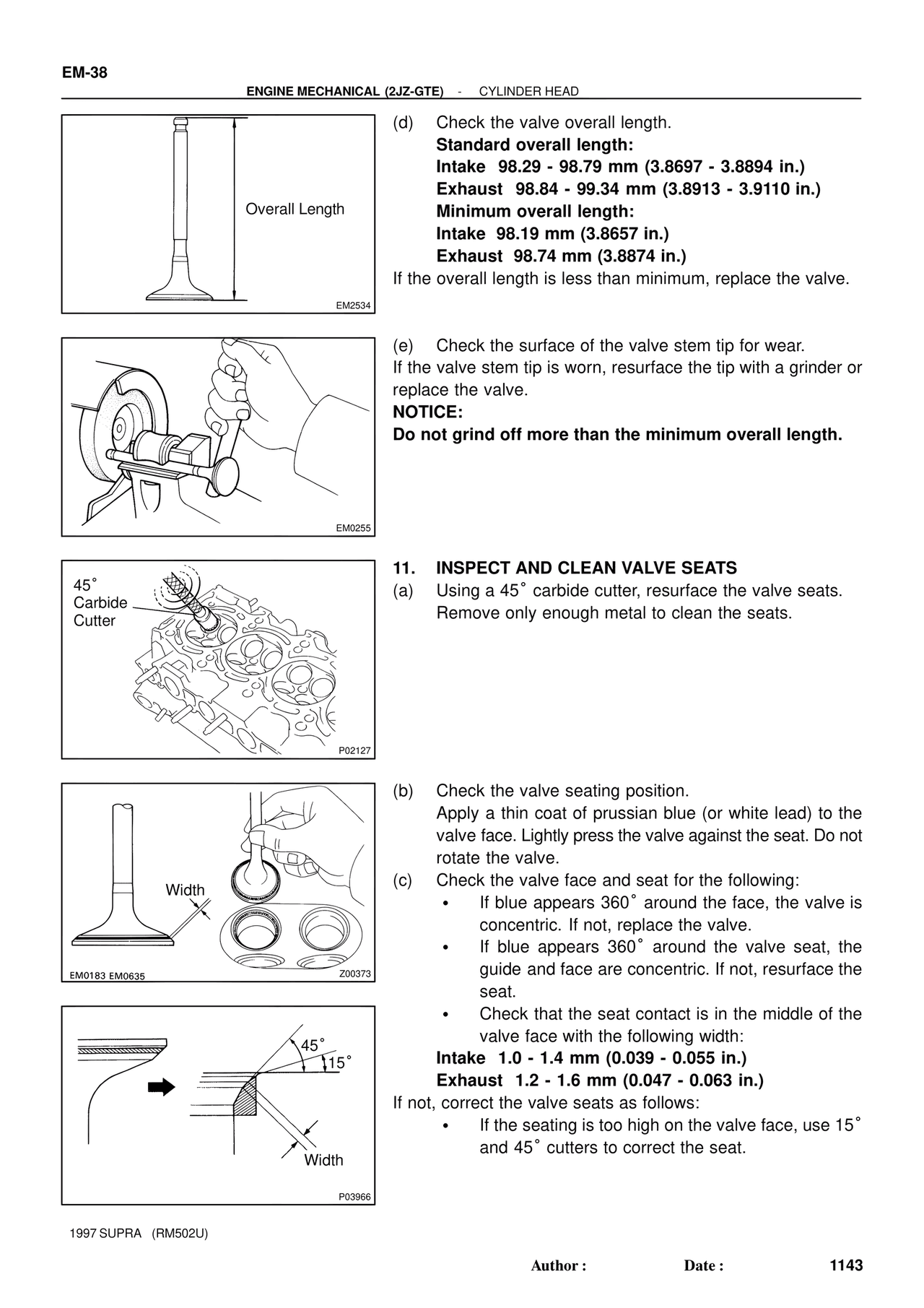 Inspect and Clean Valve Seats — MK4 Supra Engine Mechanical 1997 Supplement, page 10