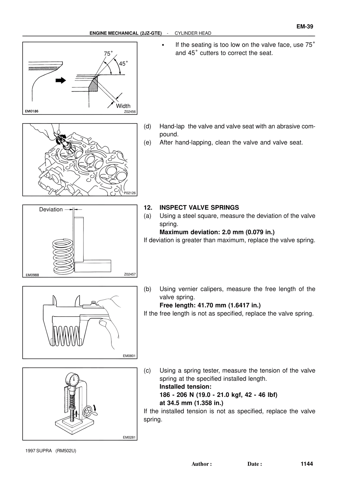 Inspect Valve Springs — MK4 Supra Engine Mechanical 1997 Supplement, page 11
