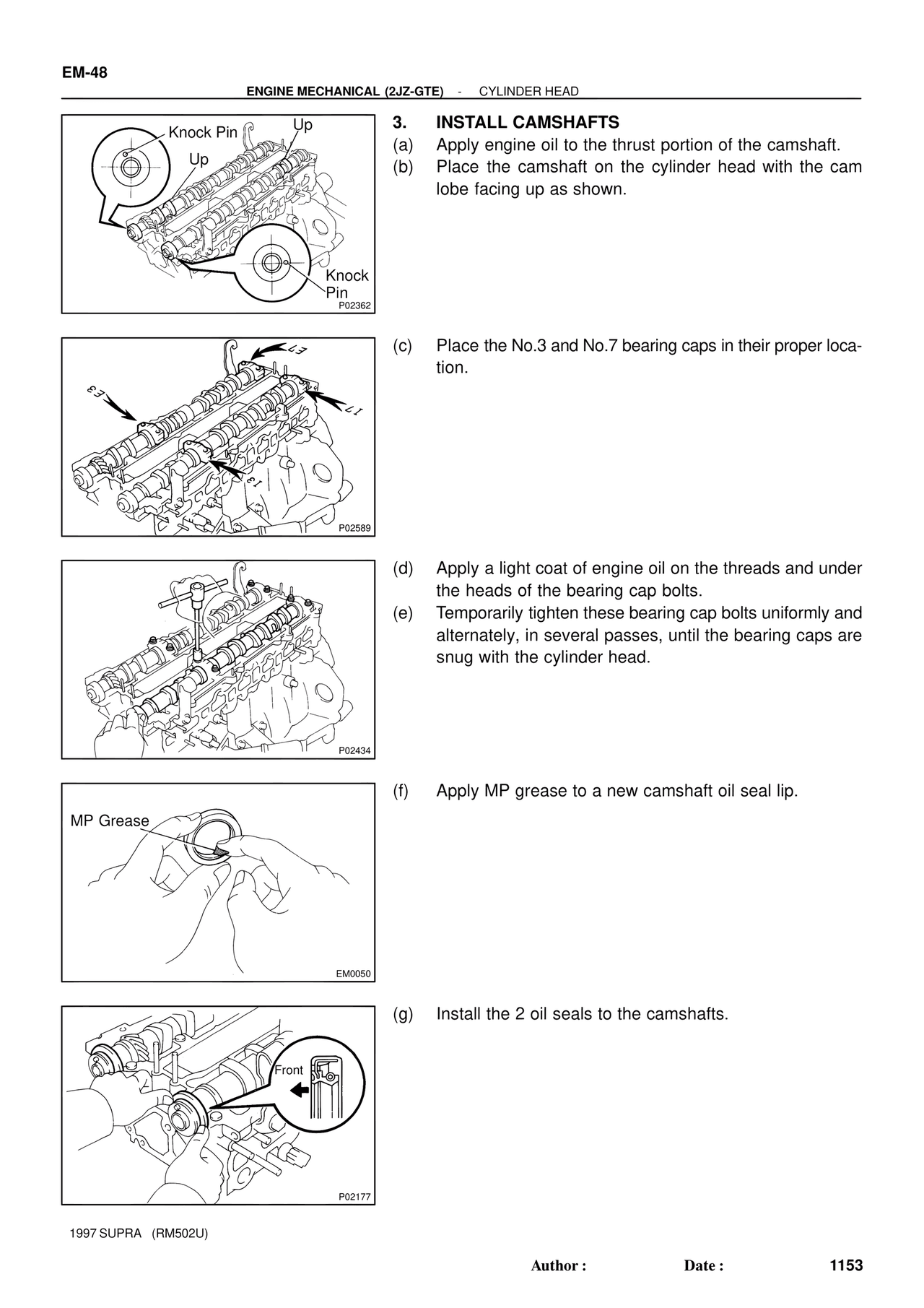 Install Camshafts — MK4 Supra Engine Mechanical 1997 Supplement, page 20