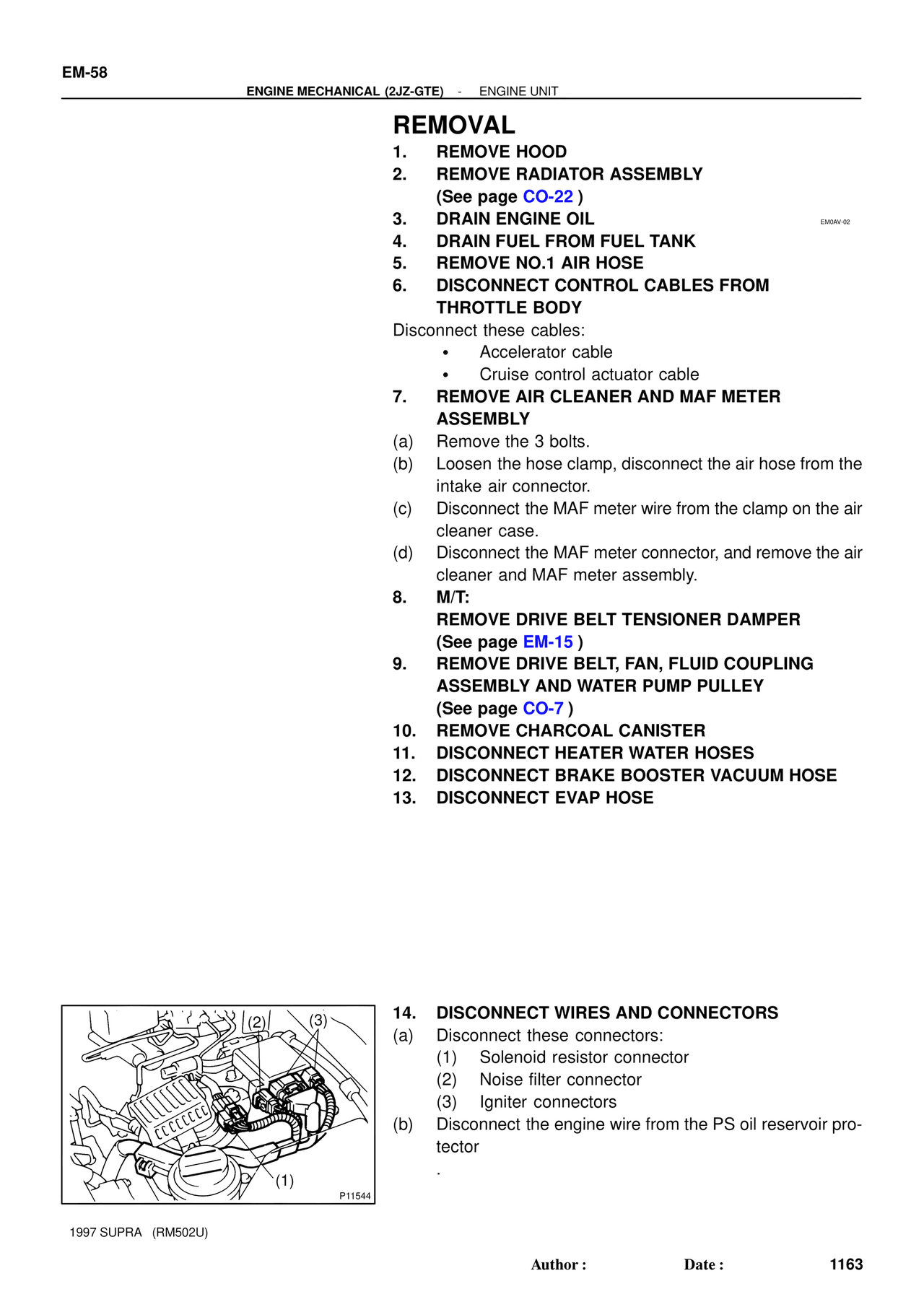 Removal — MK4 Supra Engine Mechanical 1997 Supplement, page 30