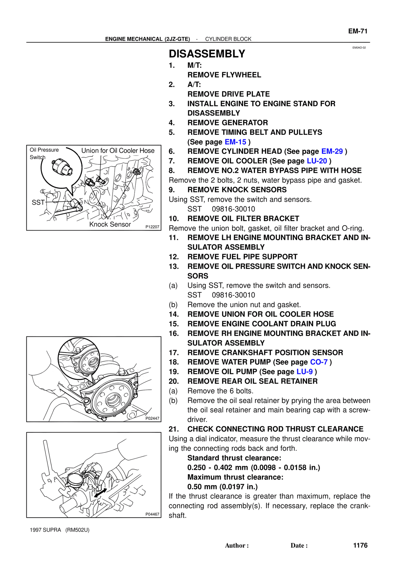 Disassembly — MK4 Supra Engine Mechanical 1997 Supplement, page 43