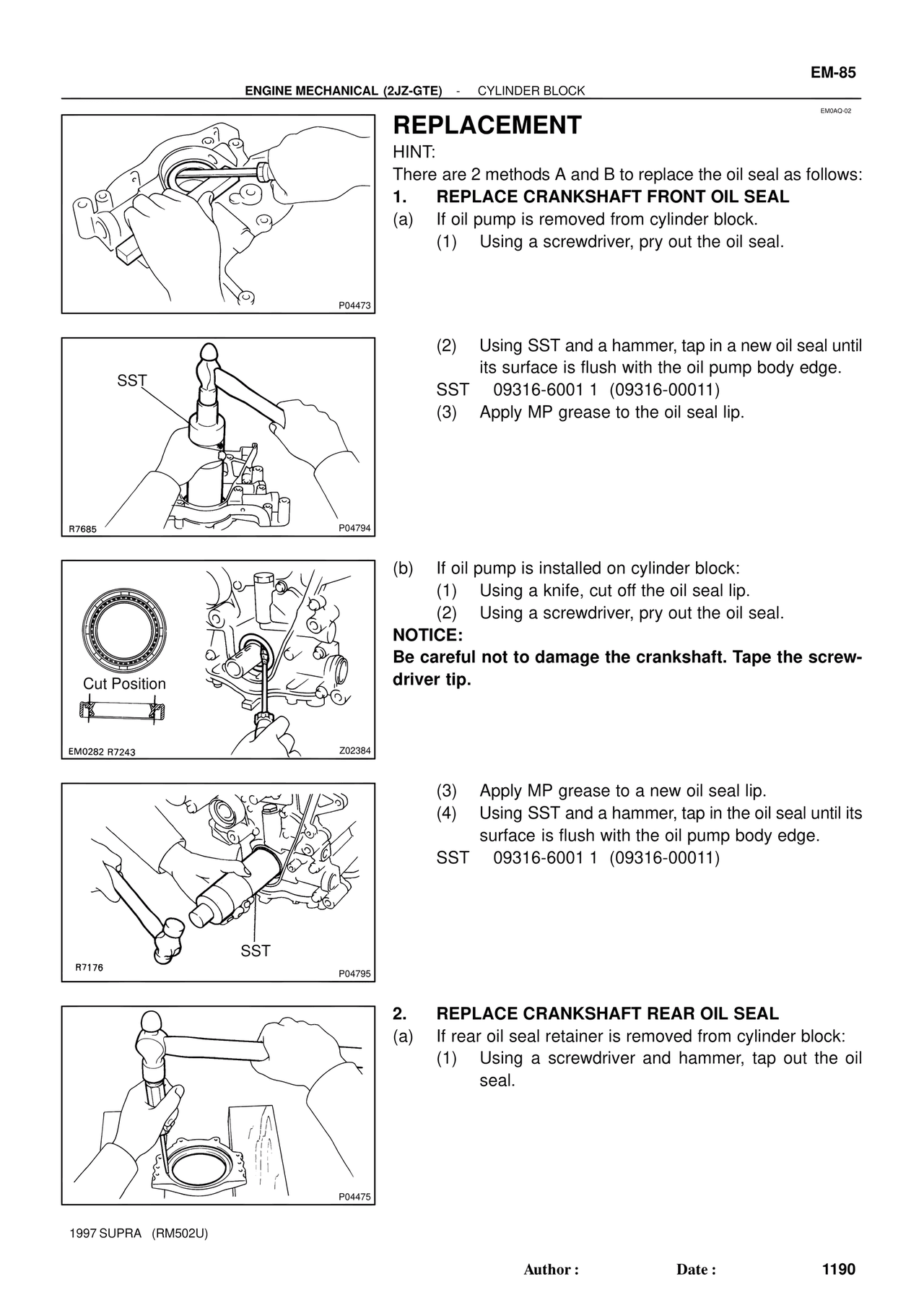 Replacement — MK4 Supra Engine Mechanical 1997 Supplement, page 57