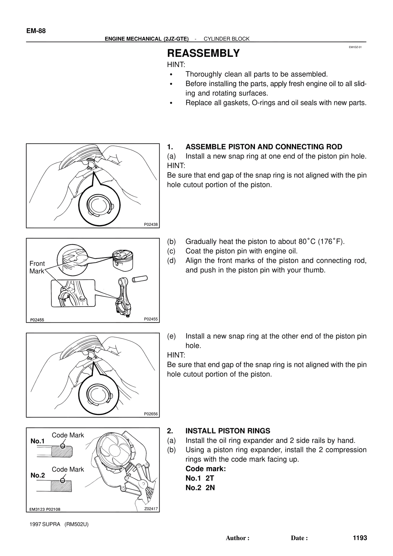 Reassembly — MK4 Supra Engine Mechanical 1997 Supplement, page 60
