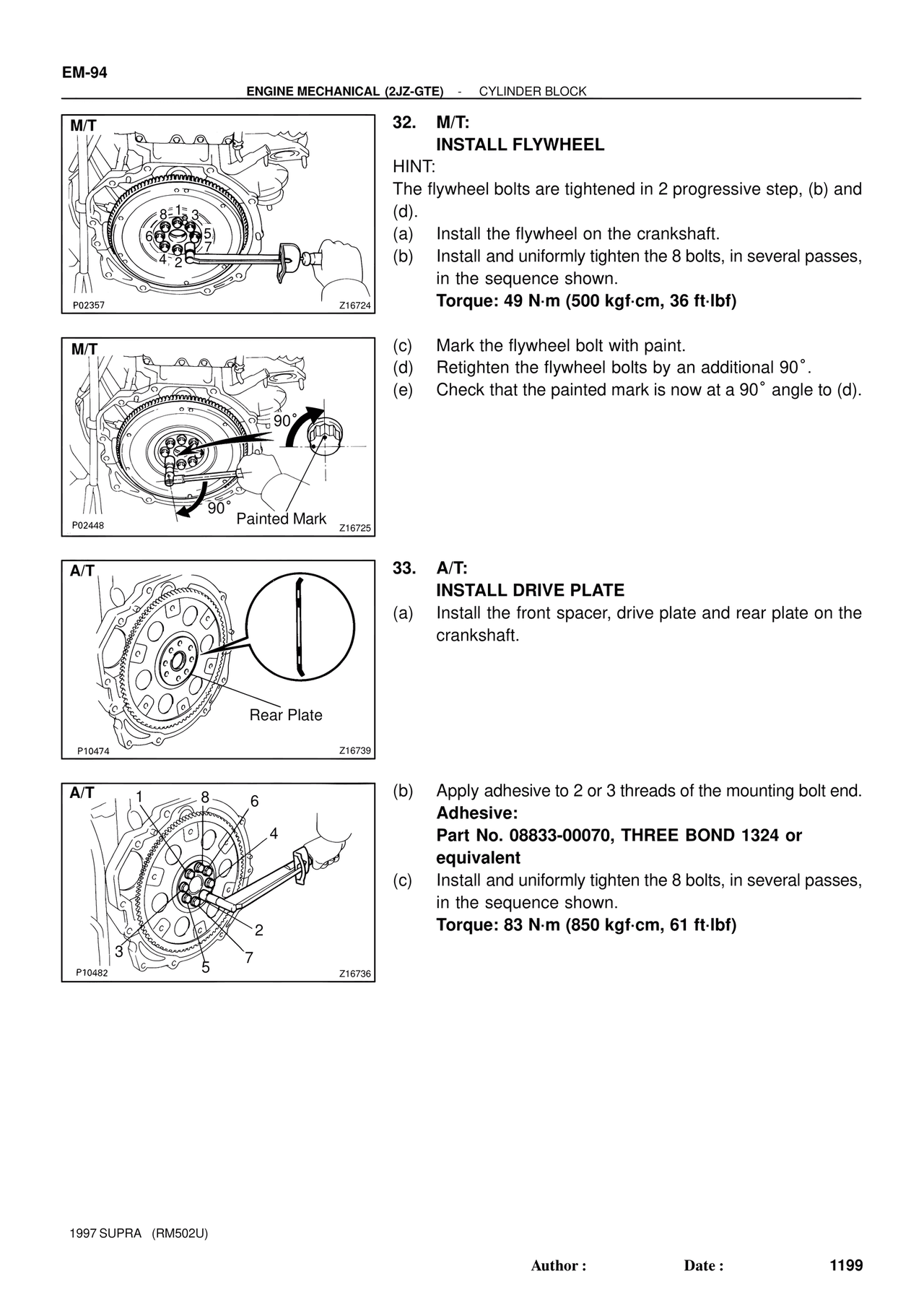 Install Flywheel / Install Drive Plate — MK4 Supra Engine Mechanical 1997 Supplement, page 66
