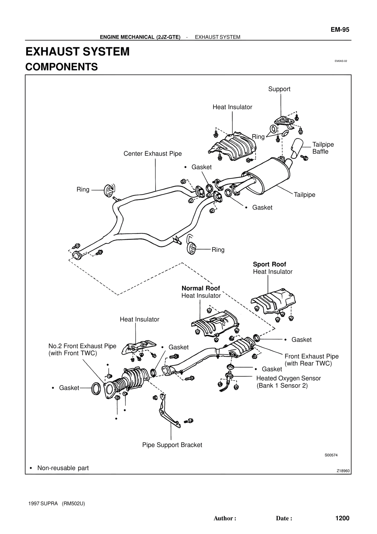 Exhaust System Components — MK4 Supra Engine Mechanical 1997 Supplement, page 67
