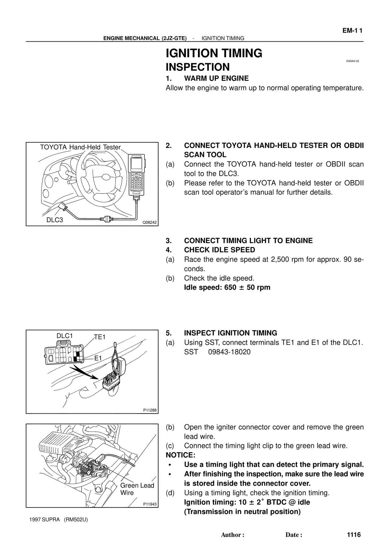 Ignition Timing Inspection — MK4 Supra Engine Mechanical 1997 Supplement, page 73