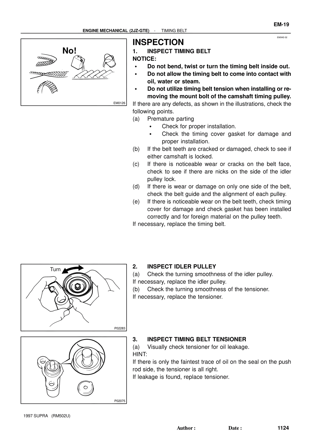 Inspection — MK4 Supra Engine Mechanical 1997 Supplement, page 75