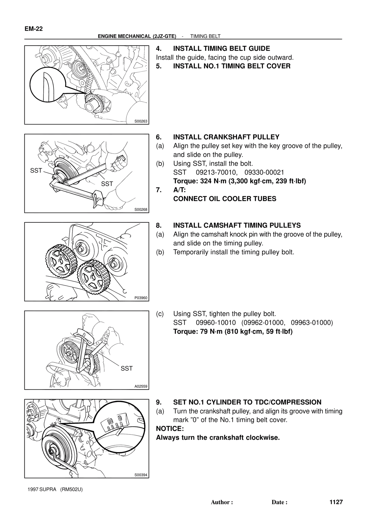 Timing Belt — MK4 Supra Engine Mechanical 1997 Supplement, page 85