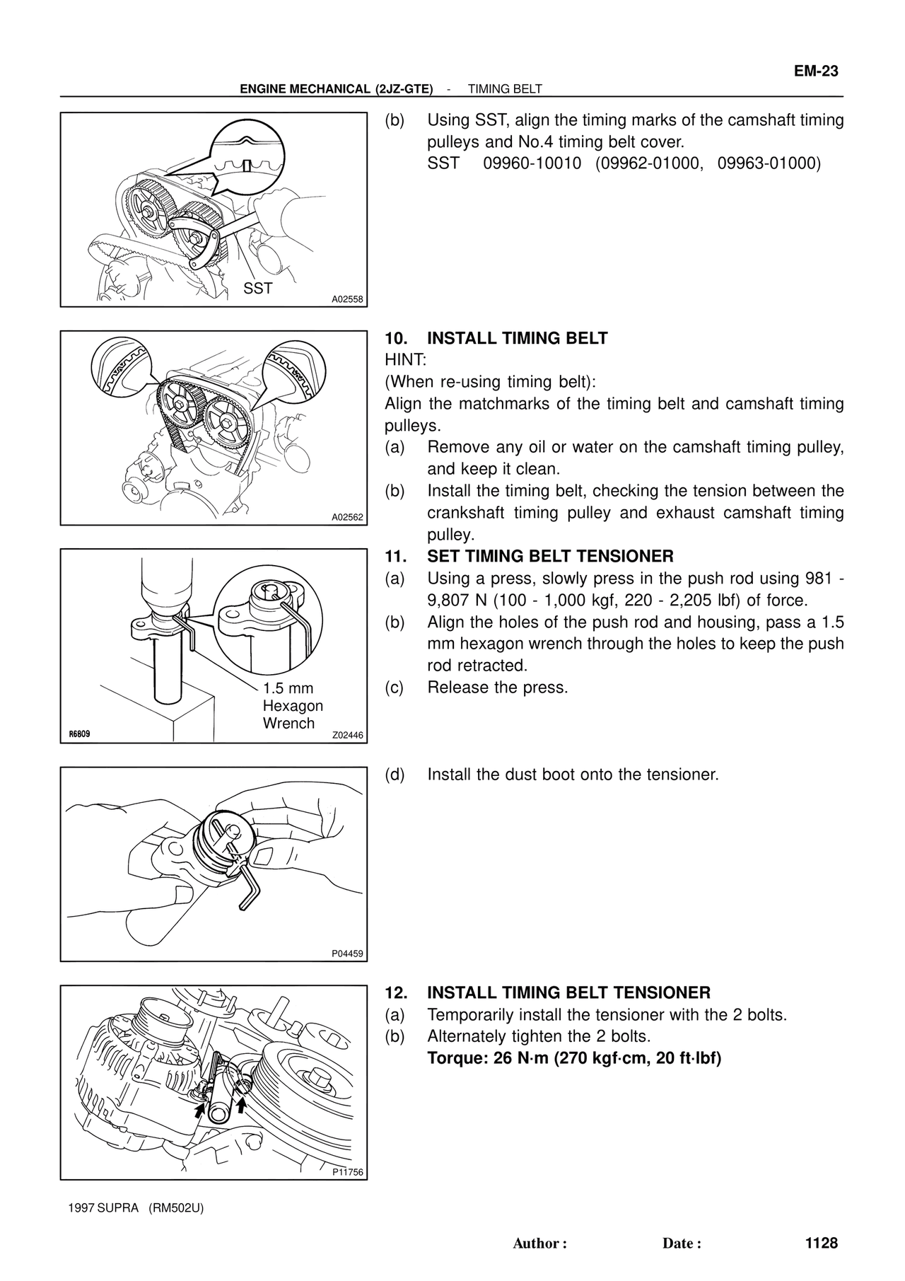 Timing Belt — MK4 Supra Engine Mechanical 1997 Supplement, page 86