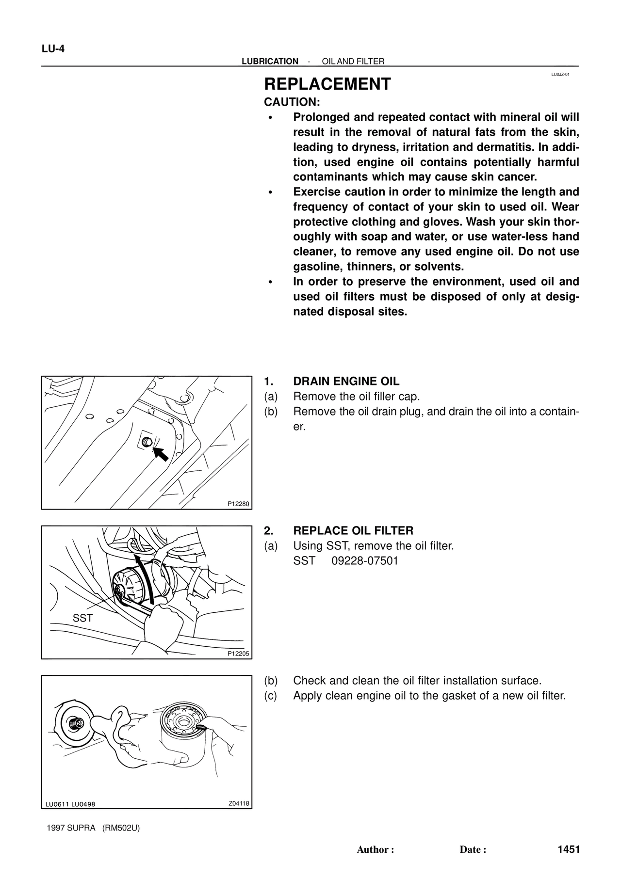 Replacement — MK4 Supra Engine Mechanical 1997 Supplement, page 91